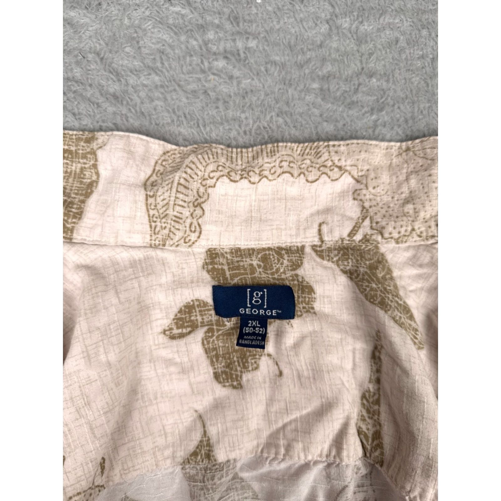 George VINTAGE George Men’s Hawaiian Shirt 2XL Short Sleeve Breathable Rayon Floral Palm Leaf Beige Size US XXL / EU 58 / 5 - 3 Thumbnail