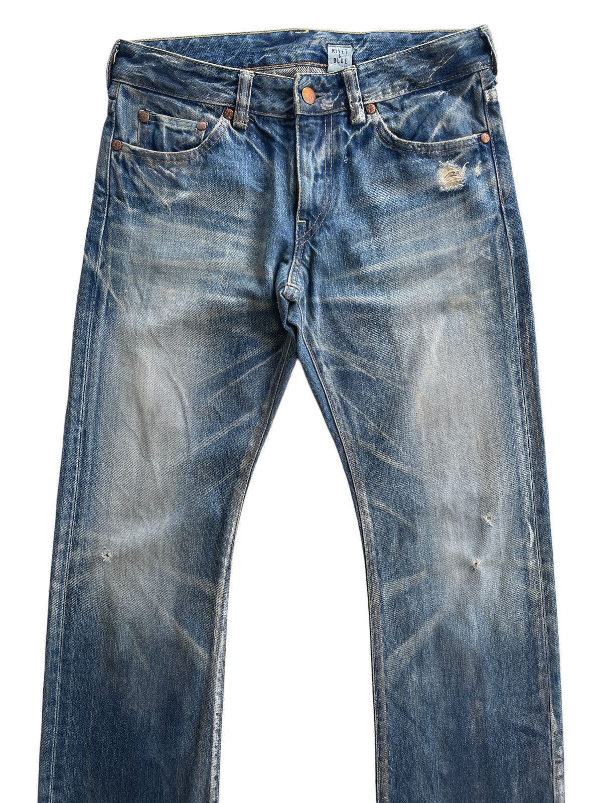 Japanese Brand Rivet & Blue Japanese Distressed Paint Splatter Jeans Size US 29 - 3 Thumbnail