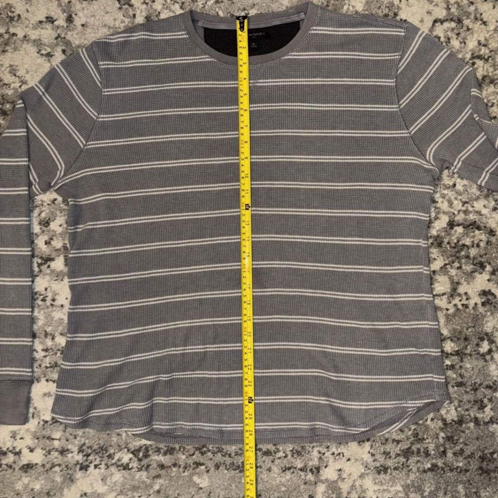 Banana Republic Y2K Striped Waffle Knit Banana Republic Thermal Shirt Size US XL / EU 56 / 4 - 8 Thumbnail