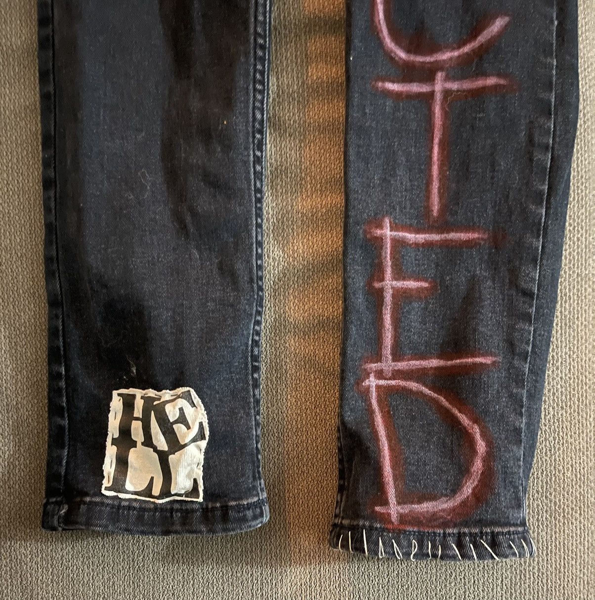 Other Custom handmade painted sewn jeans punk streetwear 1of1 Size US 34 / EU 50 - 3 Thumbnail