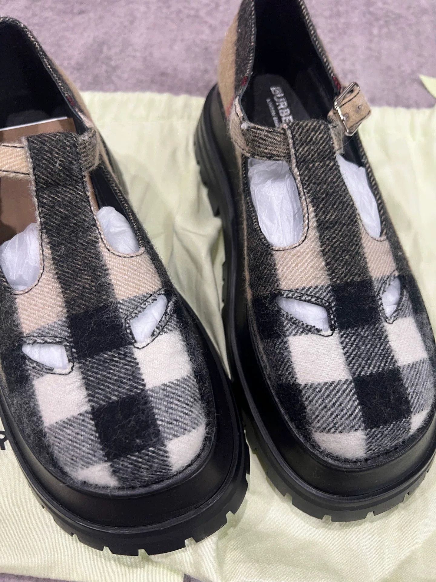 Burberry Burberry Wool Plaid Cutout Platform Shoes Size US 32 / EU 48 - 2 Thumbnail