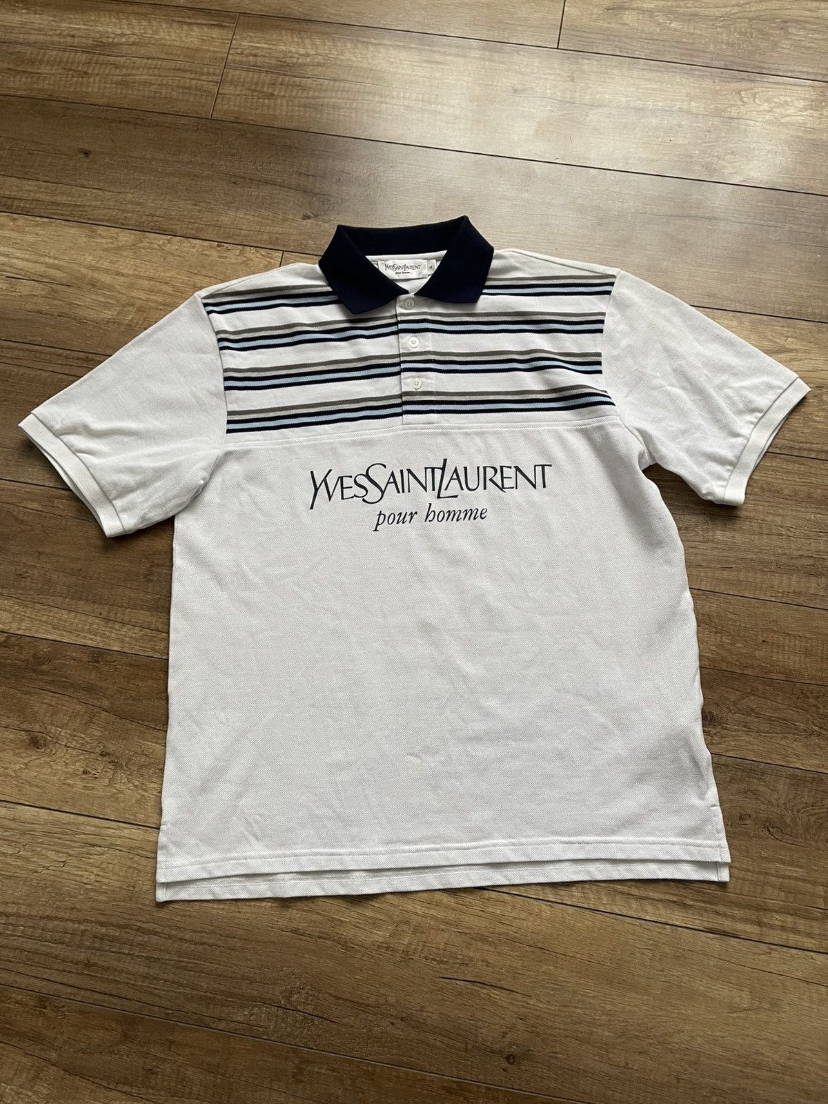Vintage Yves Saint Laurent YSL Vintage Polo Big Logo T-Shirt Tee 90s Size US M / EU 48-50 / 2 - 2 Thumbnail