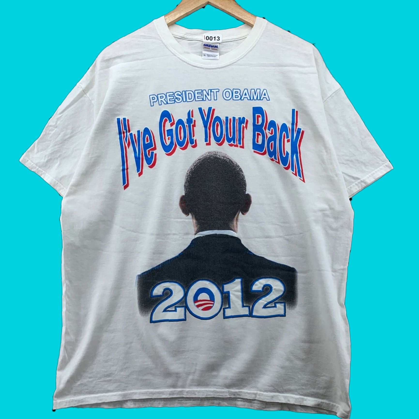 Gildan Barack Obama President Shirt Mens XL 2012 Ive Got Your Back White Cotton Gildan T-Shirt Crew Neck Short Sleeve USA Flag 2000s Mens Size US XL / EU 56 / 4 - 1 Thumbnail