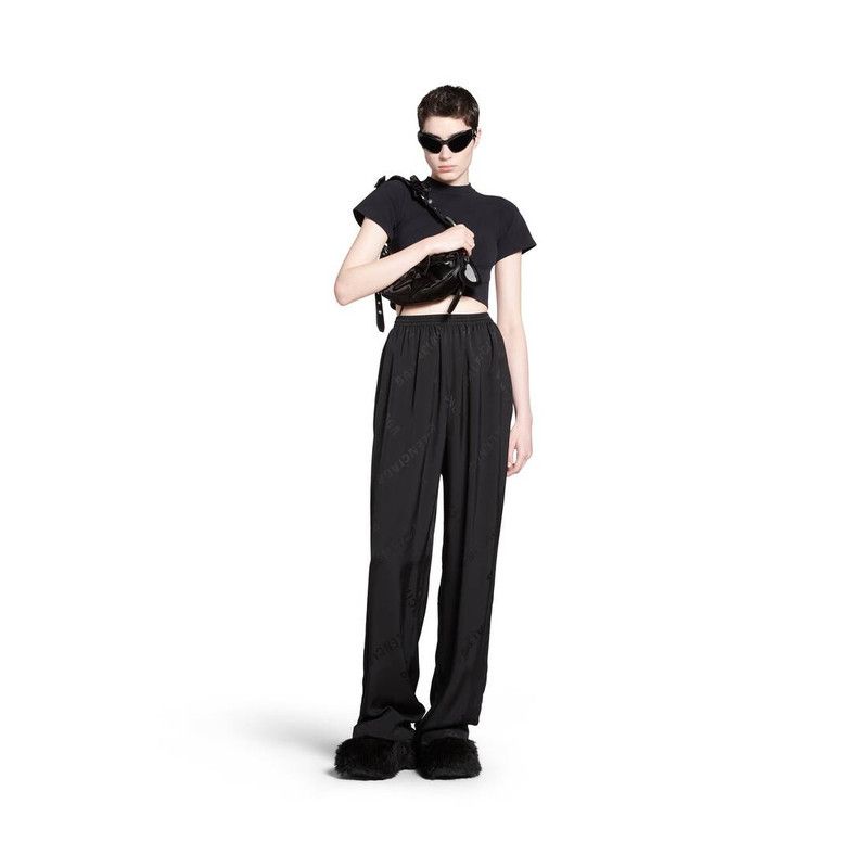 Balenciaga o1tr1nto0226 Bal Diagonal Allover Fluid Tracksuit Pant Black Size 26" / US 2 / IT 38 - 2 Thumbnail