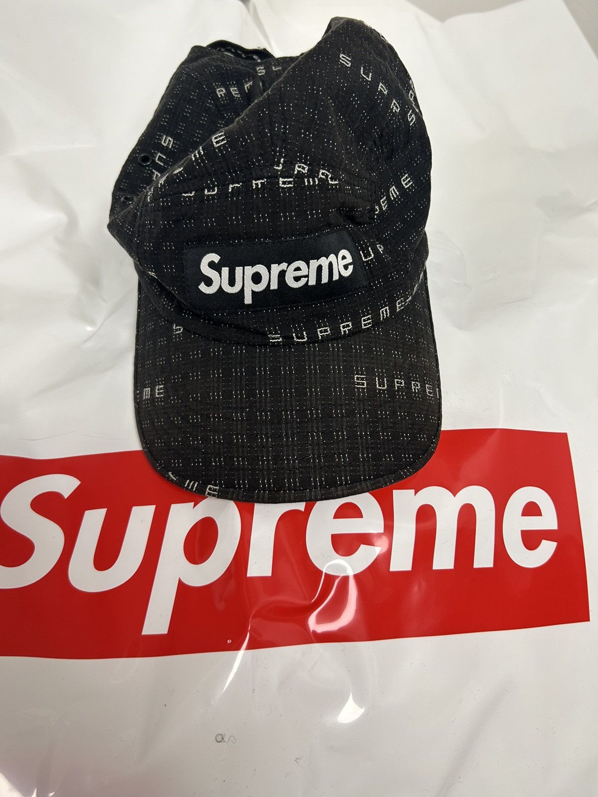 Supreme Supreme Stitch Jacquard Camp Cap Black Size ONE SIZE - 2 Thumbnail