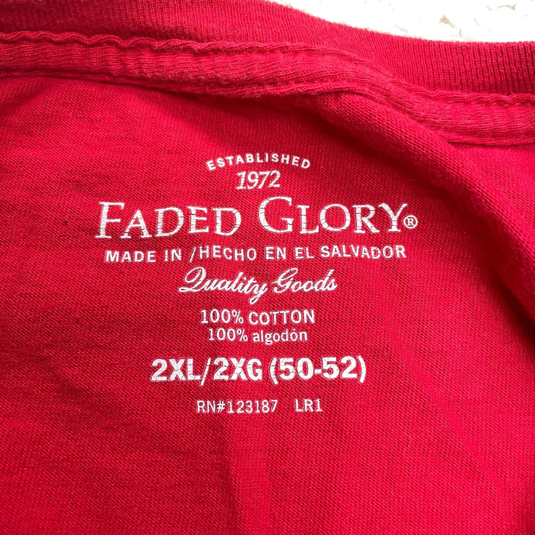 Faded Glory Faded Glory Shirt Mens 2XL Red Short Sleeve USA American Flag Graphic Cotton T-Shirt Mens Size US XXL / EU 58 / 5 - 3 Thumbnail