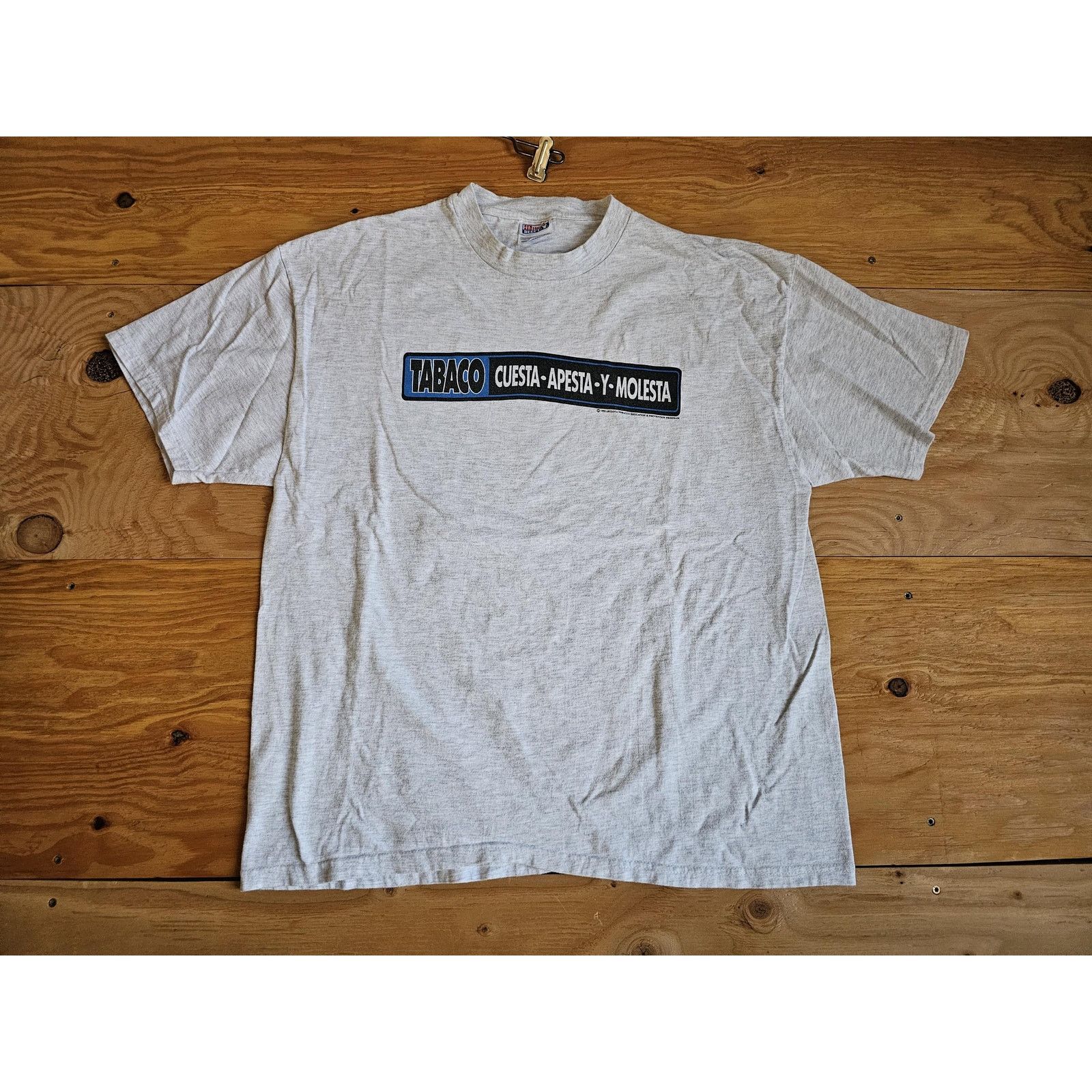 Hanes 90s Anti-Tobacco T-Shirt, Spanish Graphic XL Vintage Size US XL / EU 56 / 4 - 1 Thumbnail