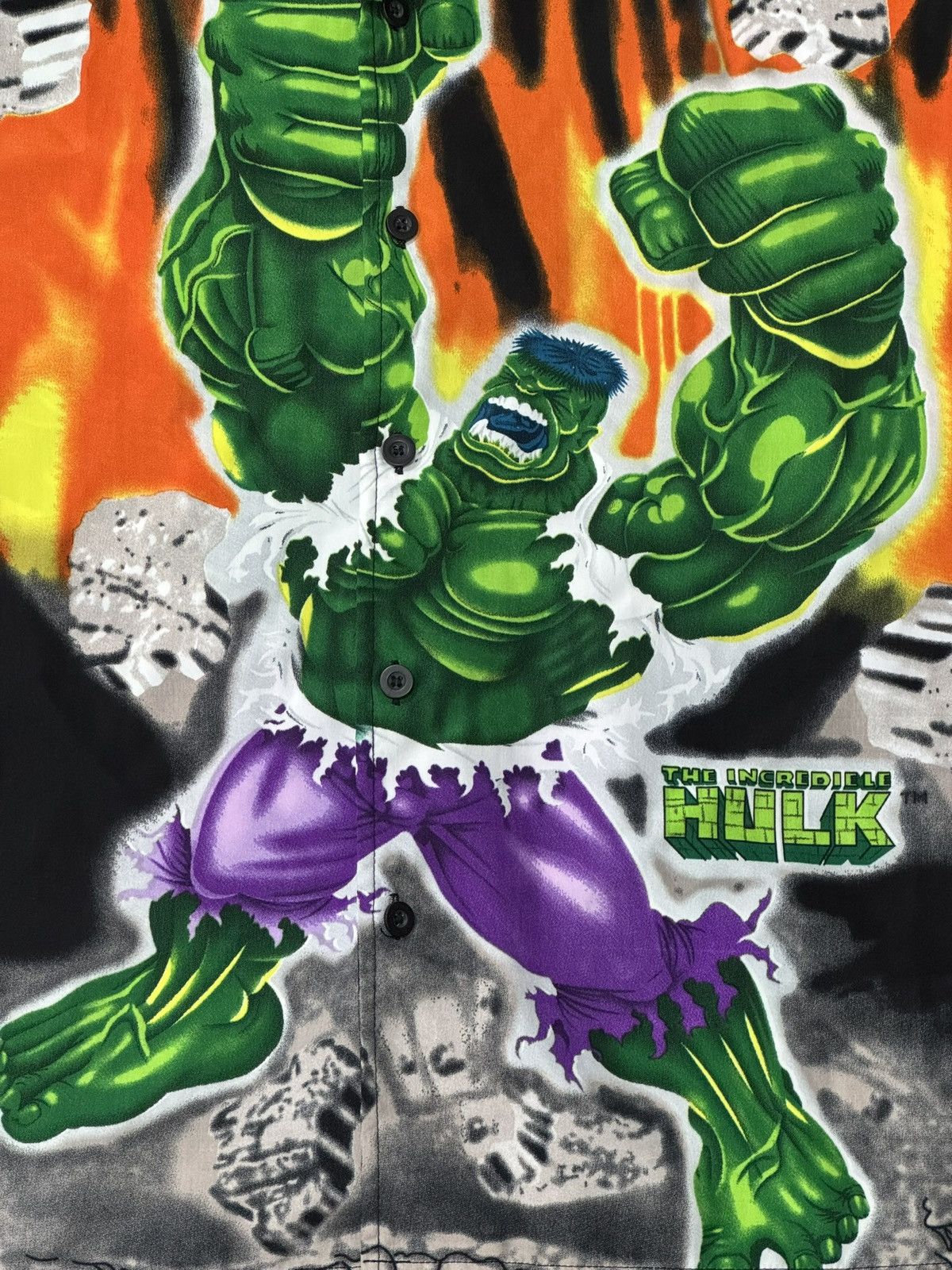 Marvel Comics Vintage 2002 The Incredible Hulk All Over Print Button Up Size US L / EU 52-54 / 3 - 3 Thumbnail
