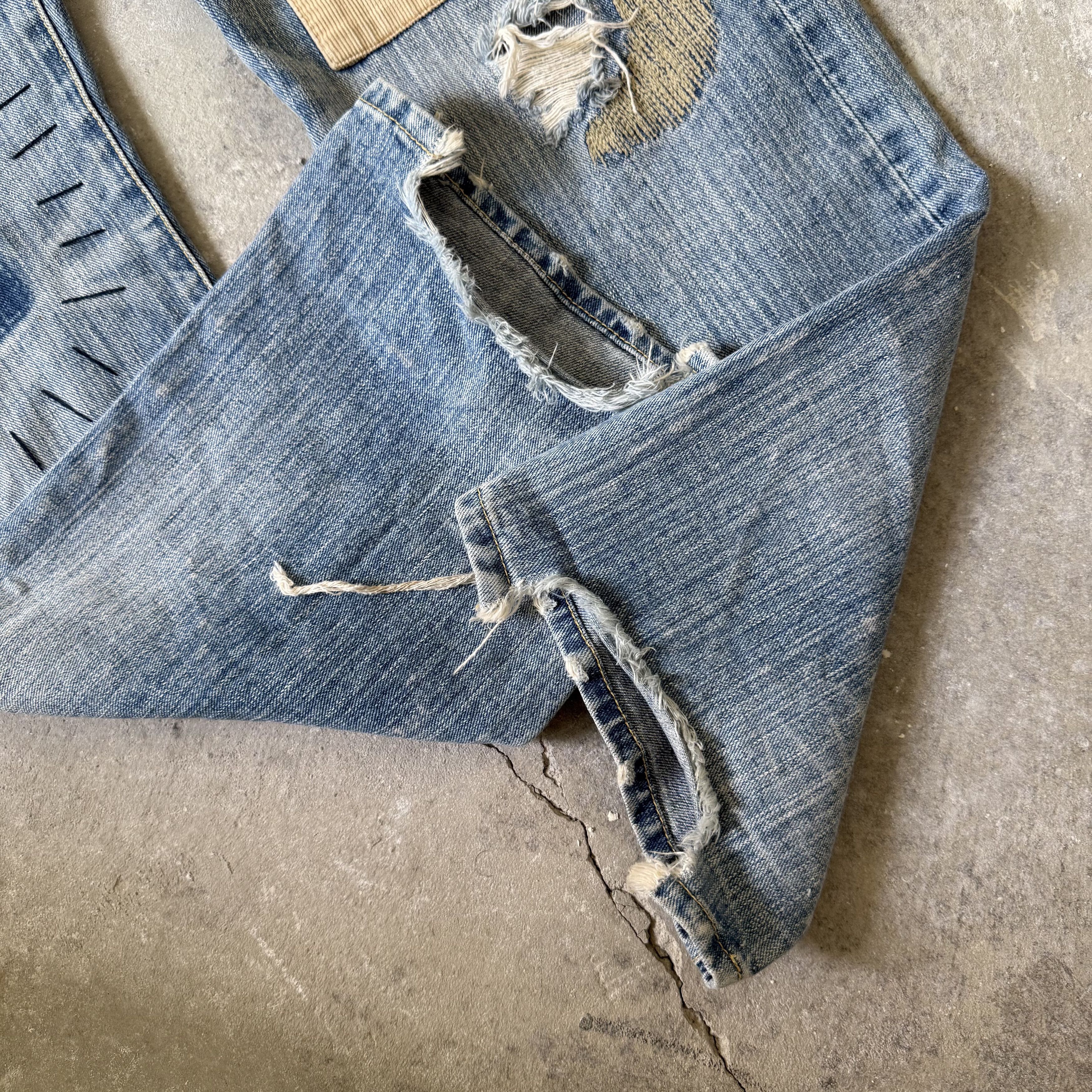 Japanese Brand Exhibitionist Japan Distressed Patchwork Denim Size US 32 / EU 48 - 9 Thumbnail