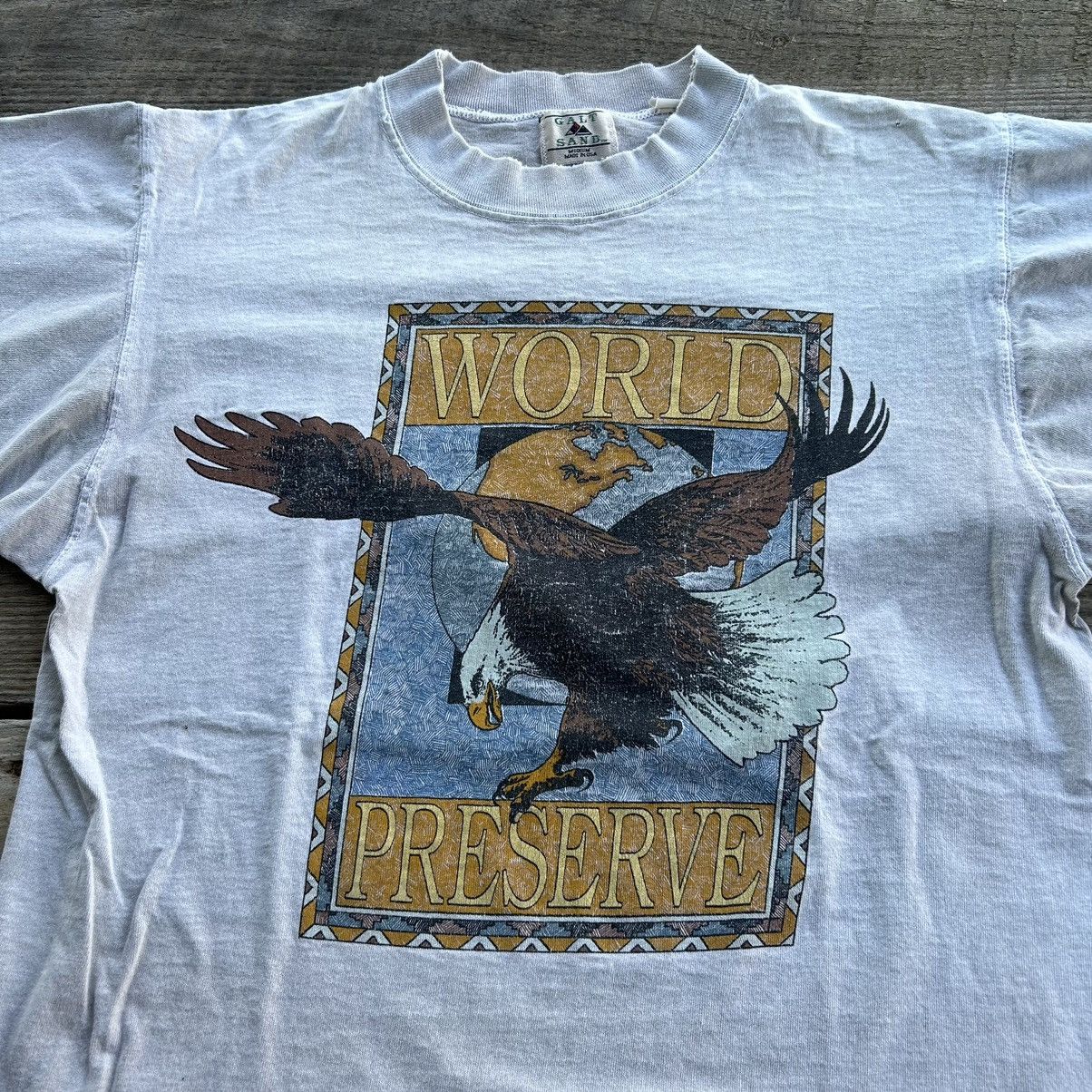 Vintage Vintage 90s World Preservation Nature Eagle Distressed Shirt Size US M / EU 48-50 / 2 - 10 Thumbnail