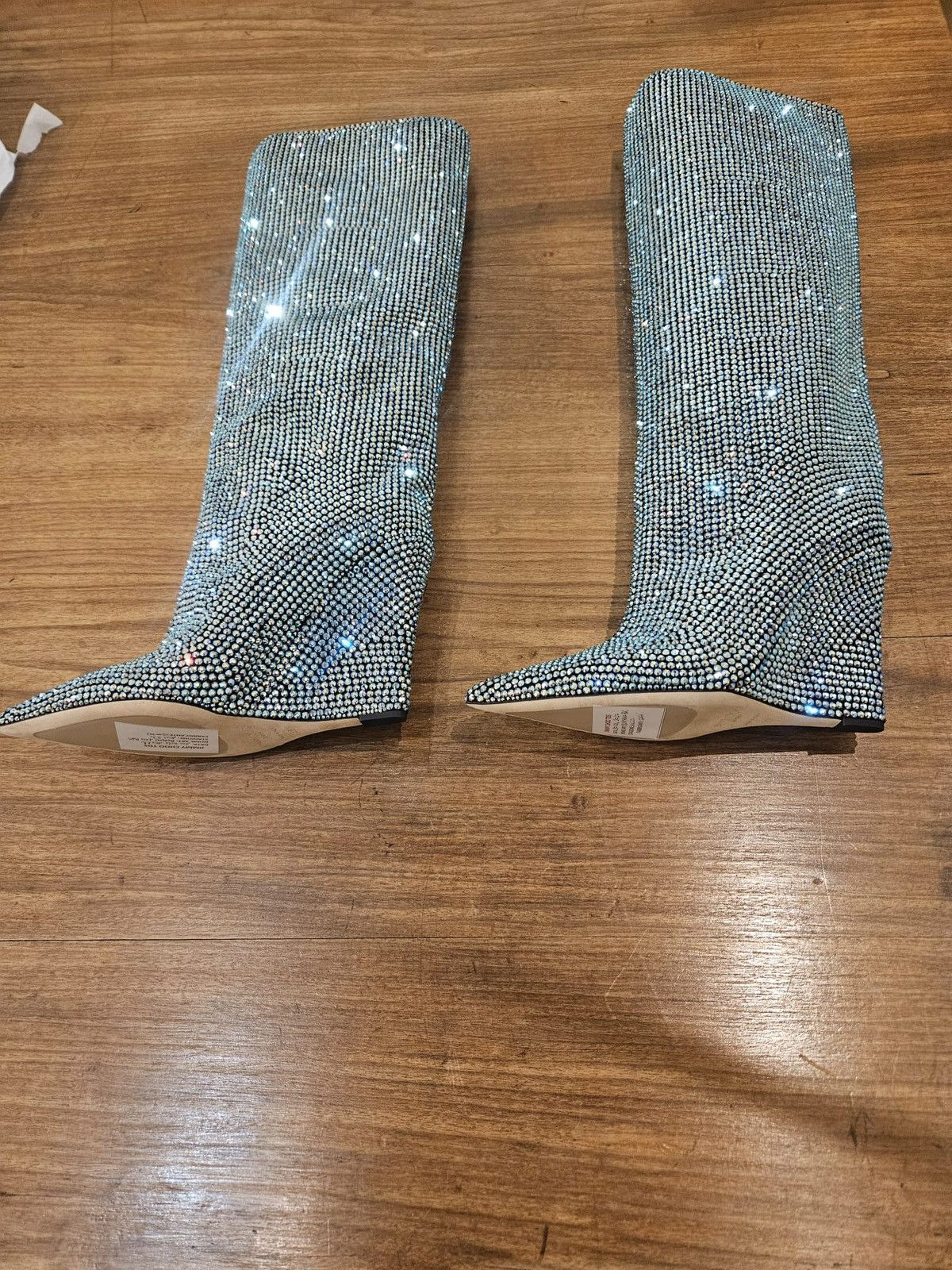 Jimmy Choo Jimmy Choo Malibu Mix Suede Knee-high Boots with Crystals Size US 9 / IT 39 - 8 Thumbnail