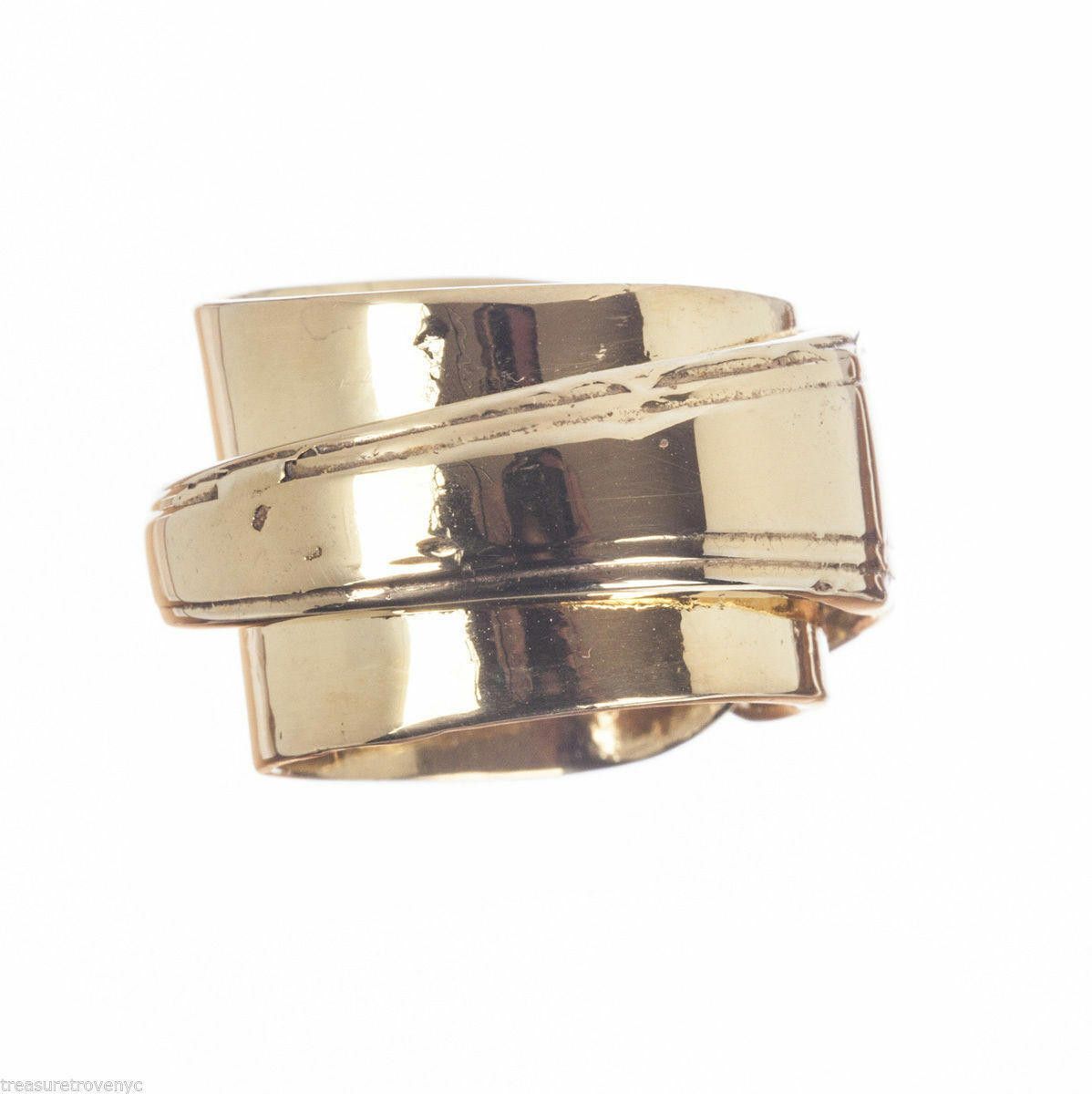 Designer 18 kt Gold Vermeil Silver Butter Knife Ring Alberto Juan Size ONE SIZE - 1 Thumbnail