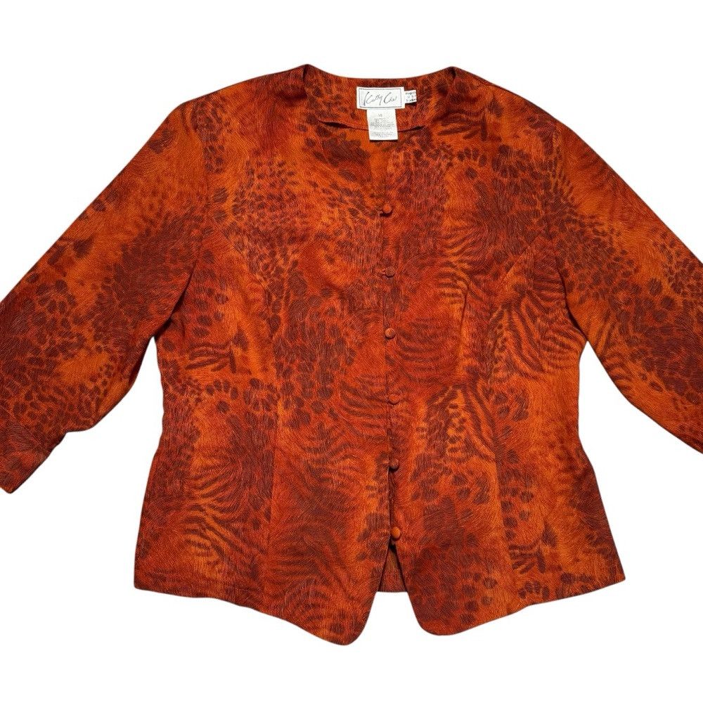 Other Vintage Kathy Che Animal Print 3/4 Sleeve Blouse Size 10 Size L / US 10 / IT 46 - 6 Thumbnail