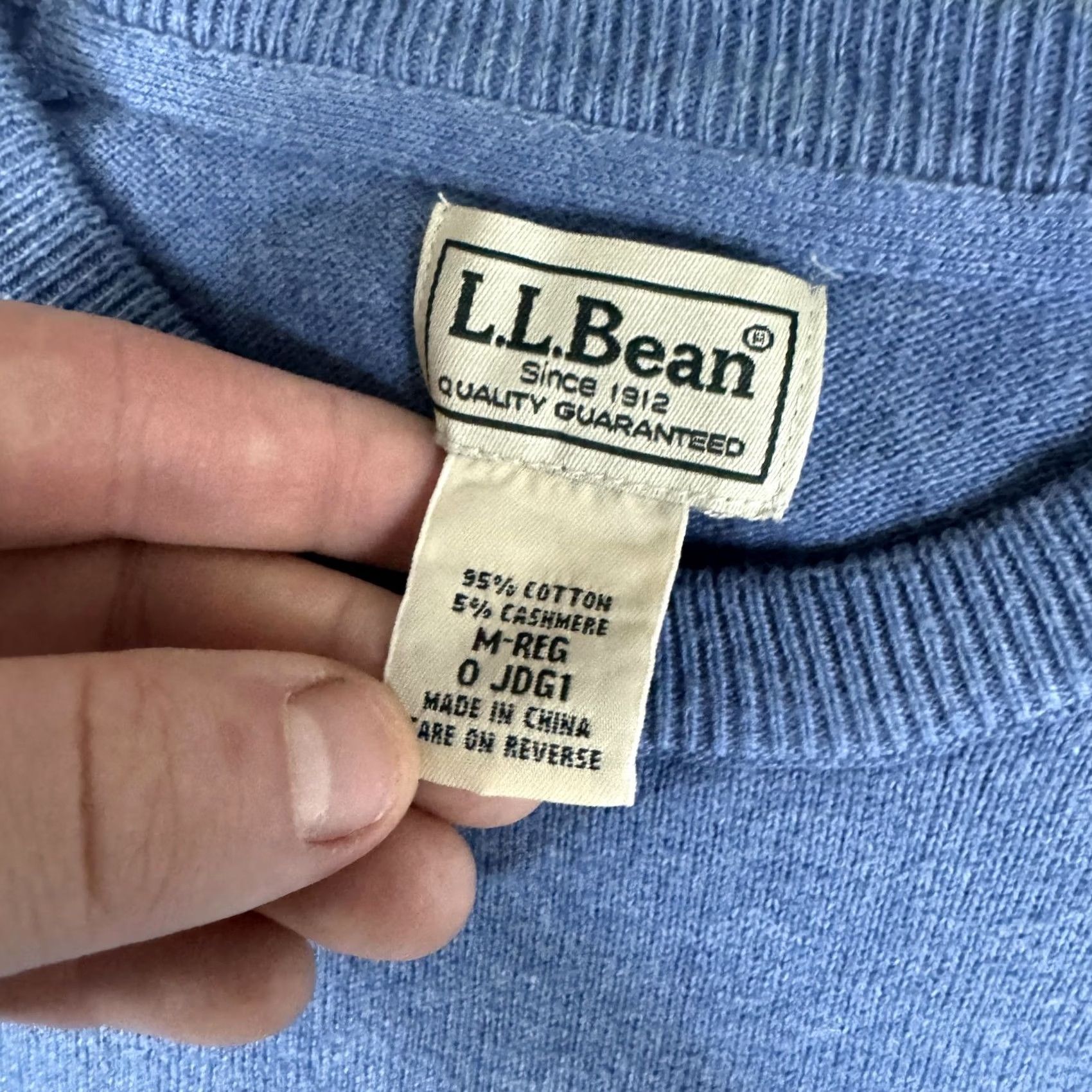 Vintage LL Bean Sweater Mens Medium Blue Cotton Cashmere Crewneck Knit Pullover Size US M / EU 48-50 / 2 - 7 Thumbnail