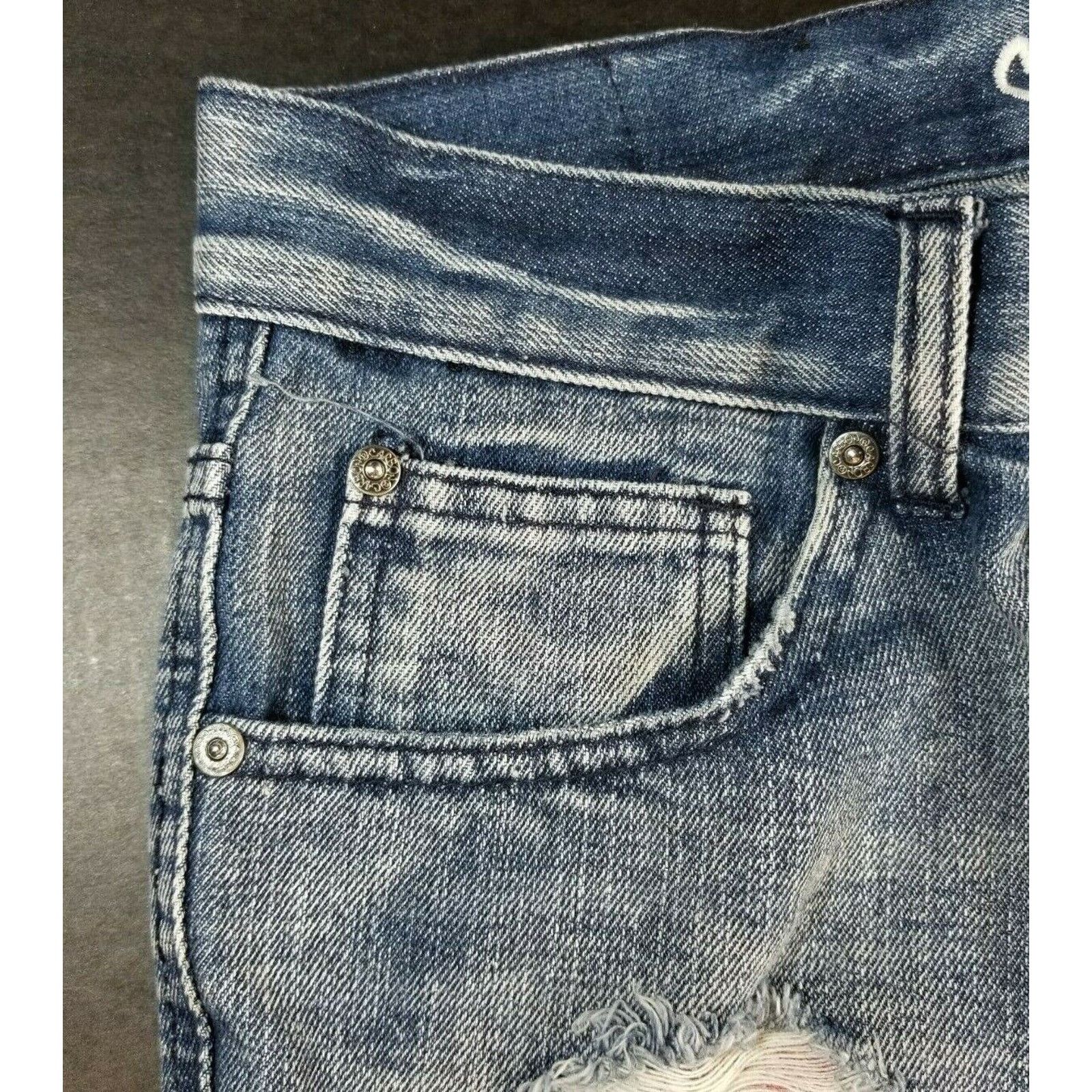 rue21 Rue21 Men's 26" Ripped Distressed Blue USA Jean Shorts Size US 26 / EU 42 - 7 Thumbnail