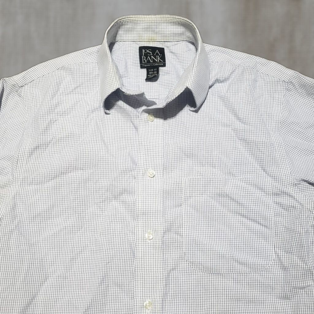 Jos. A. Bank Jos A. Bank Shirt Men 14.5 32 Blue Checkered Button-Up Tailored Long Sleeve Adult Regular Size US M / EU 48-50 / 2 - 1 Thumbnail