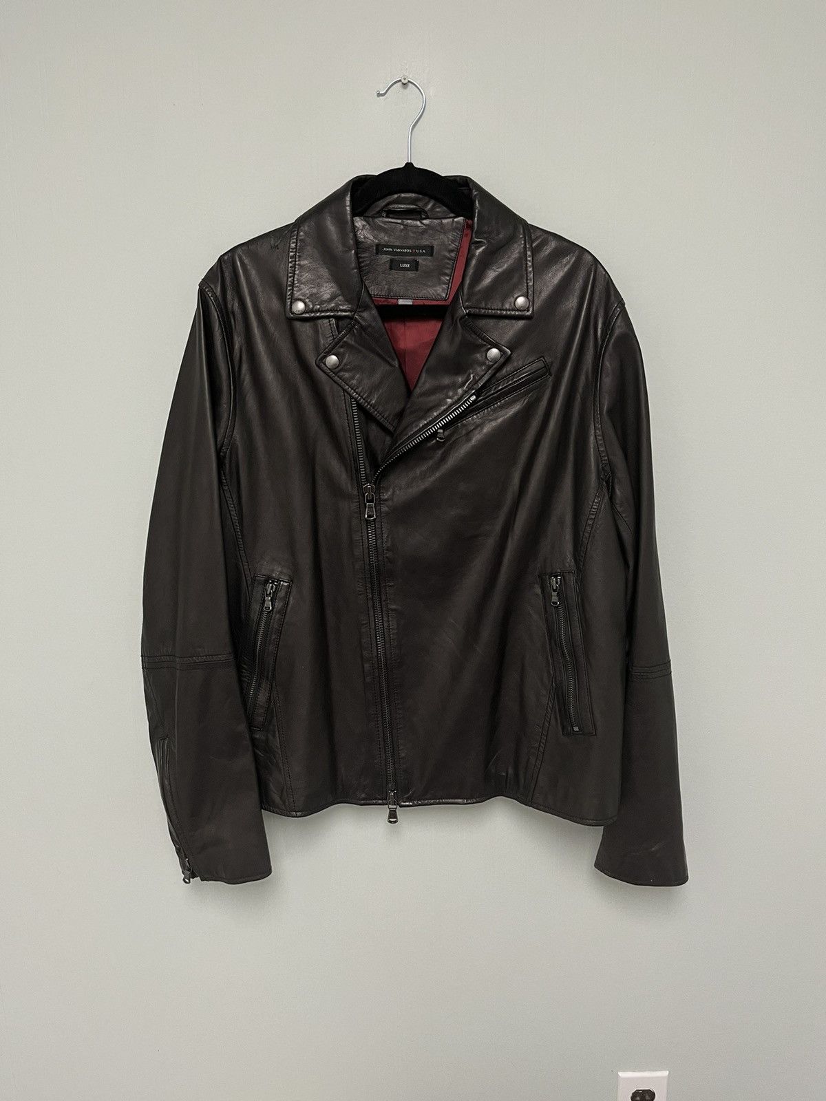 John Varvatos Asymmetrical Leather Biker Jacket. Large Size US L / EU 52-54 / 3 - 7 Thumbnail
