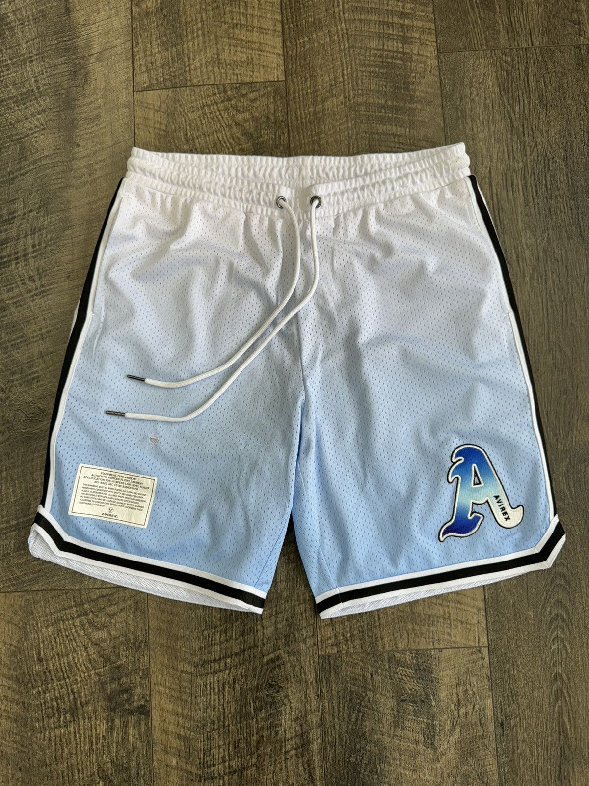 Image of Avirex Mesh Basketball Shorts Sky Blue (L) in Blue/White, Men's (Size 34)