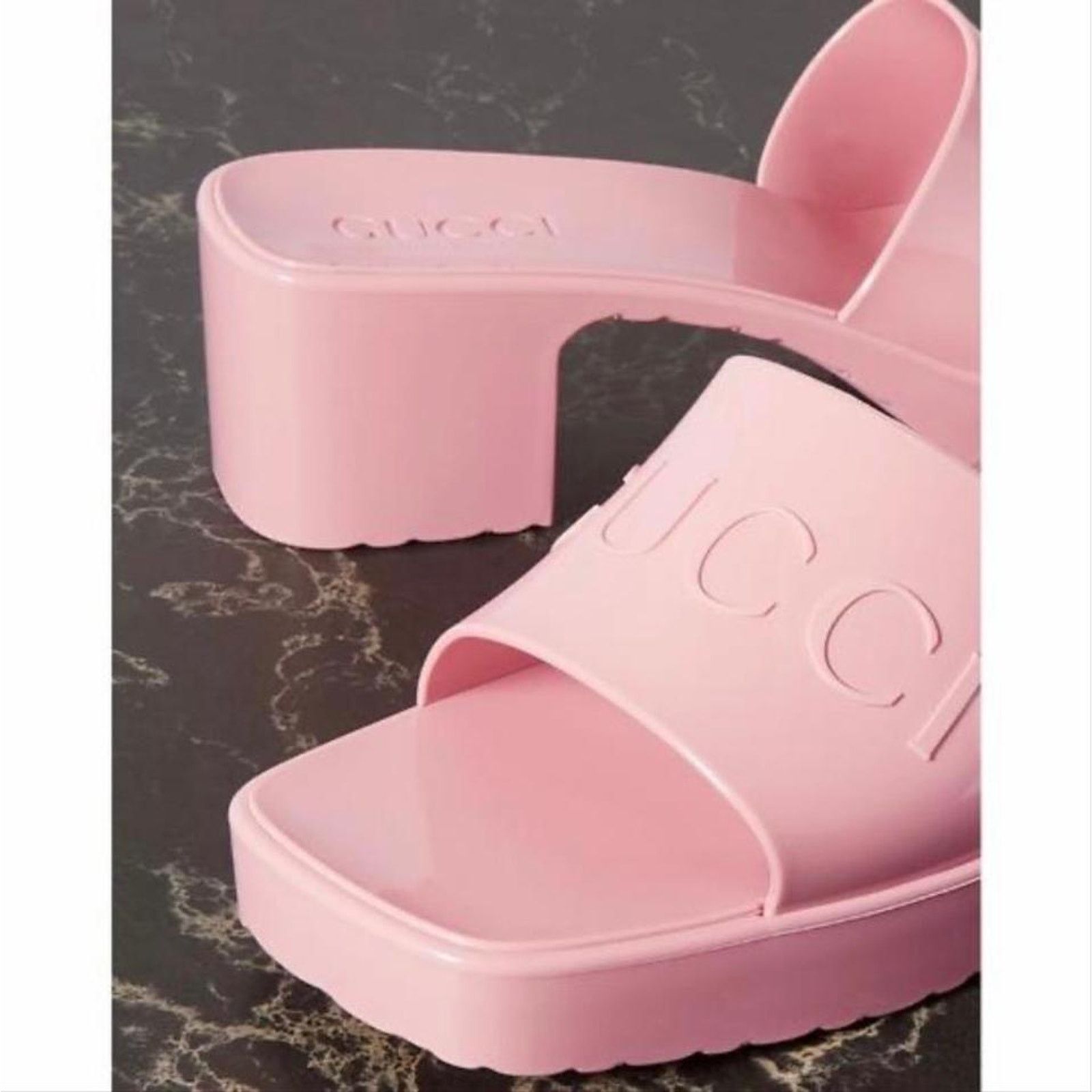Gucci logo embossed rubber heels sandals Size US 11 / IT 41 - 5 Thumbnail
