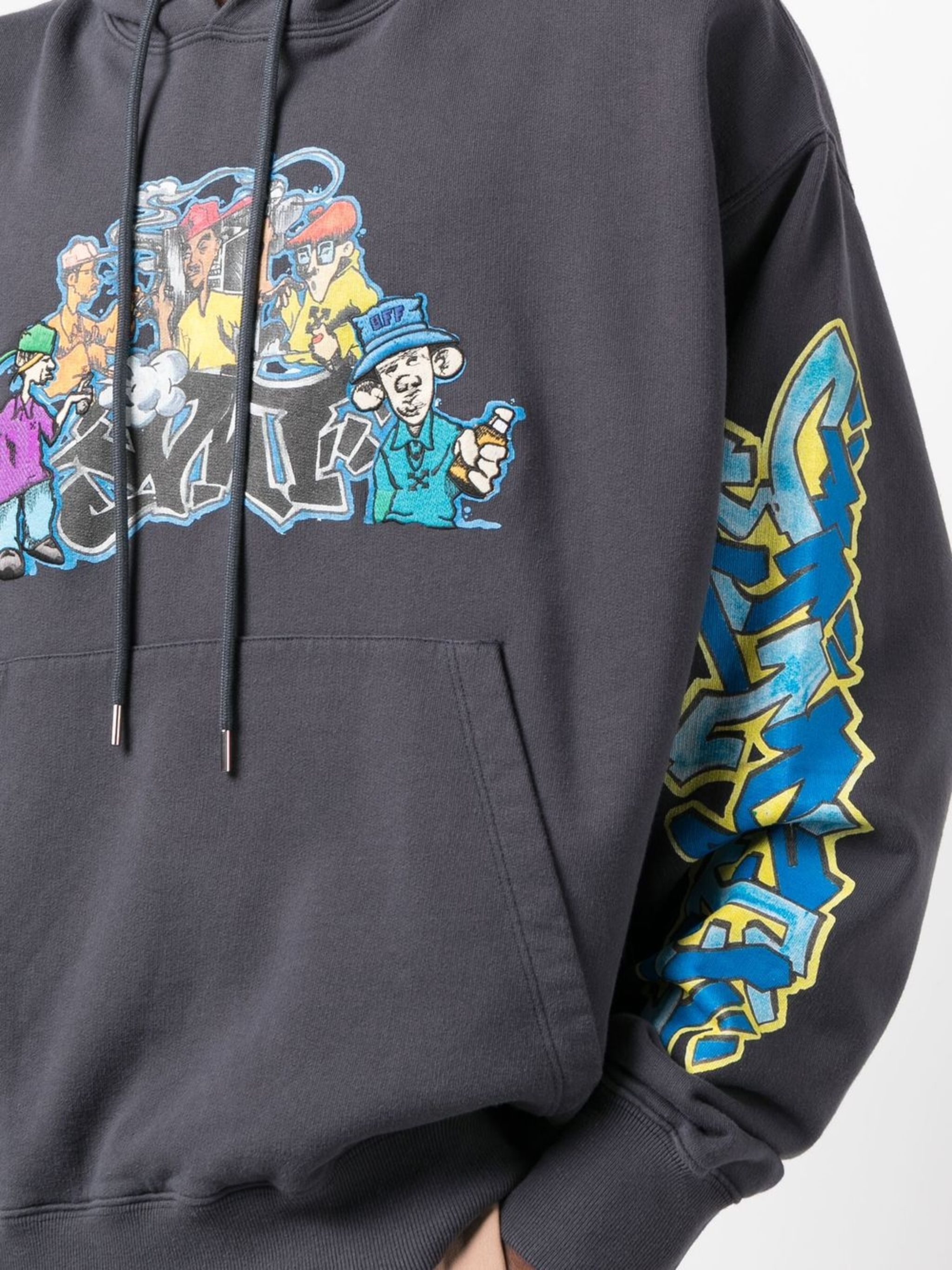 Off-White o1mle1124 Graffiti Pupp Skate Hoodie in Multicolor Size US XXS / EU 40 - 5 Thumbnail