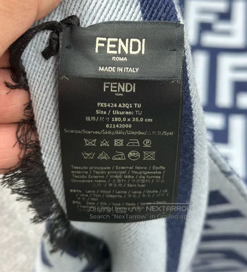 Fendi Fendi size 180*35 cm Blue and white double-sided printed lo Size ONE SIZE - 3 Thumbnail