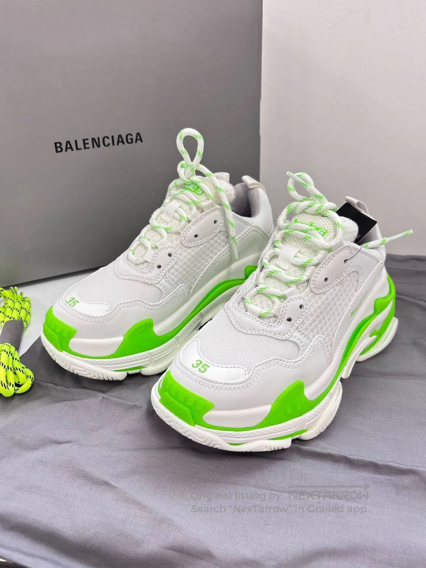 Balenciaga Balenciaga Triple S White Green Sneakers. Size US 4 / IT 34 - 3 Thumbnail