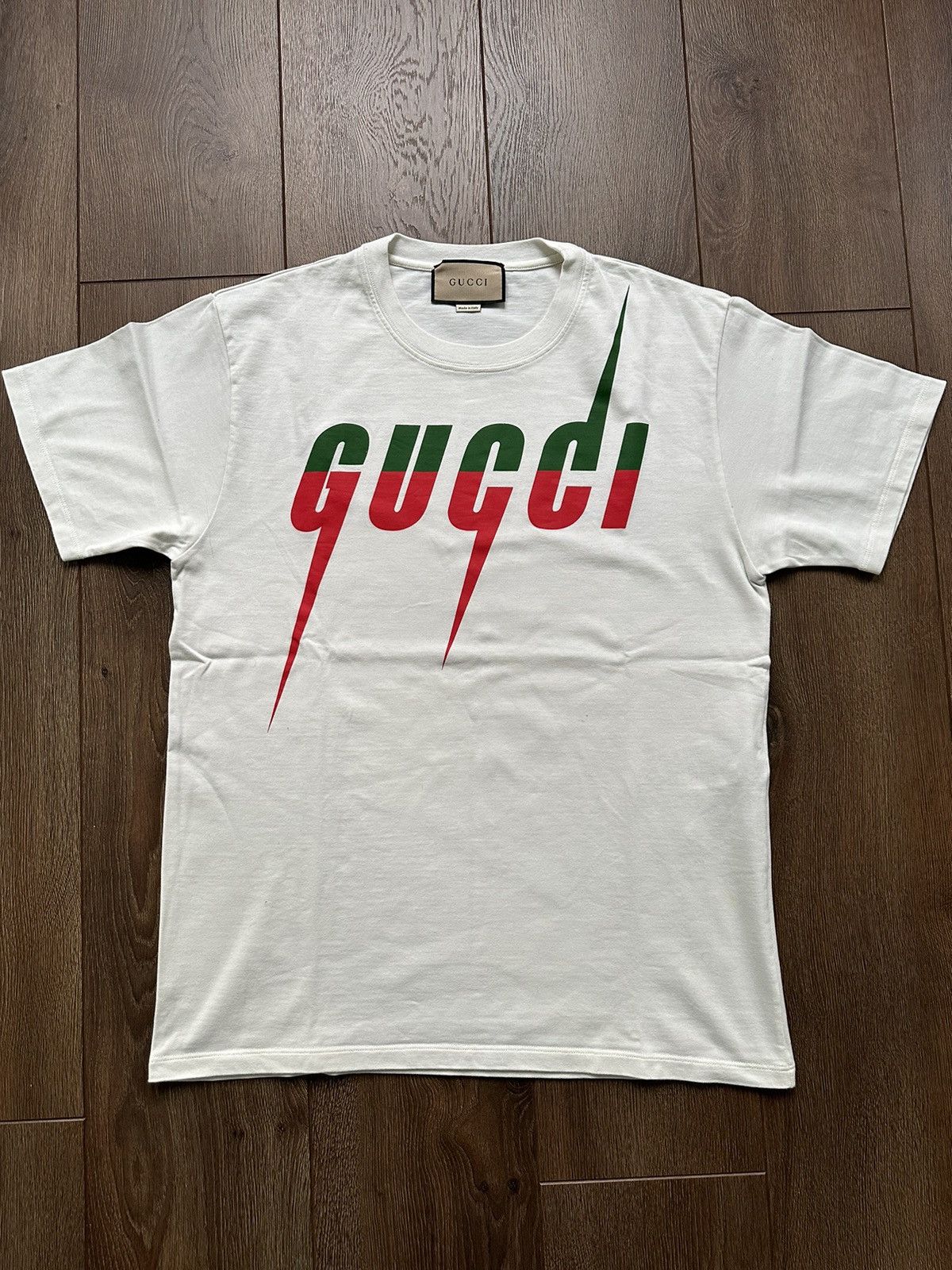 image of Gucci Blade Print Shirt in White, Men's (Size Small)