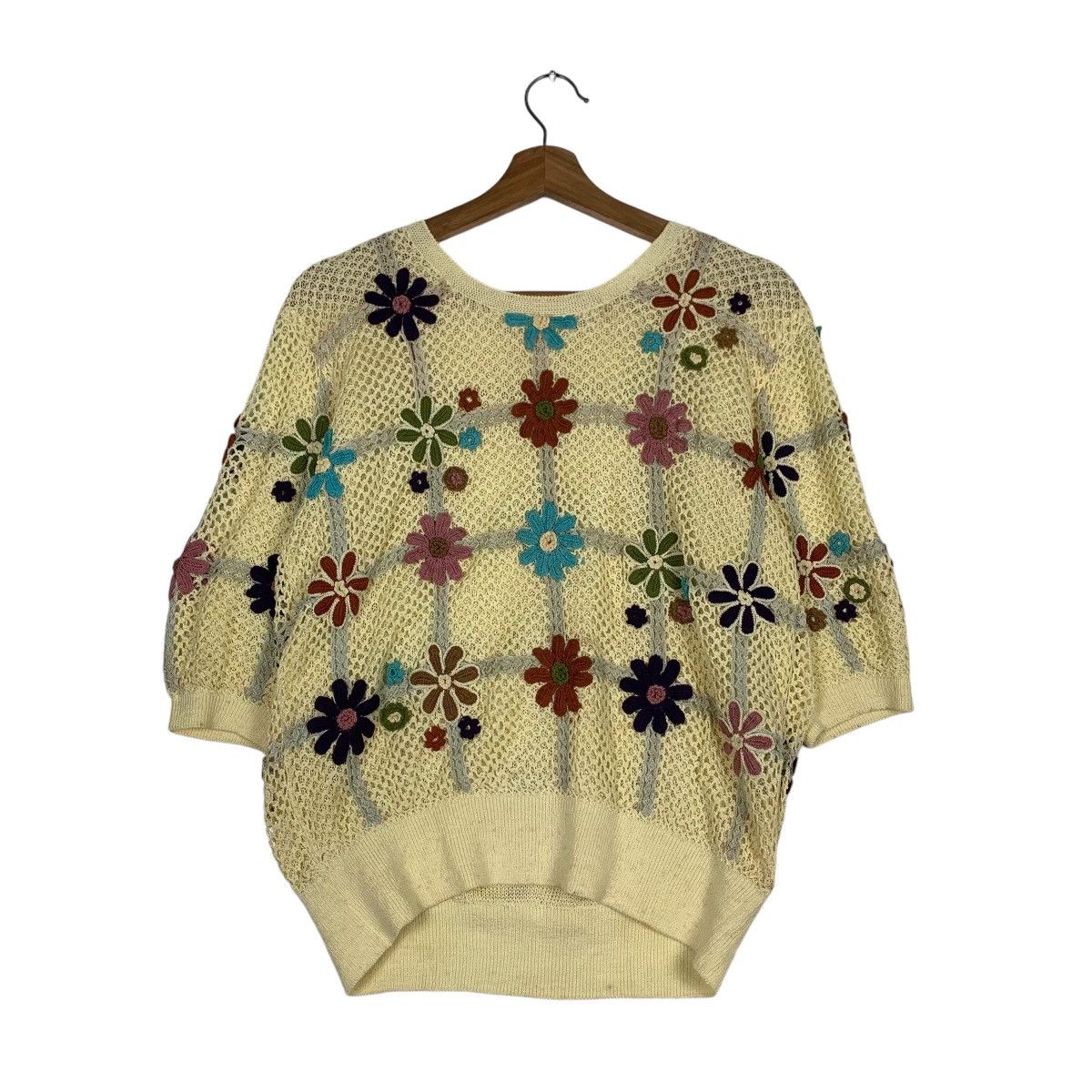 Japanese Brand VINTAGE JAPAN KNITWEAR FLOWER LOGO #1223-C55 Size S / US 4 / IT 40 - 7 Thumbnail
