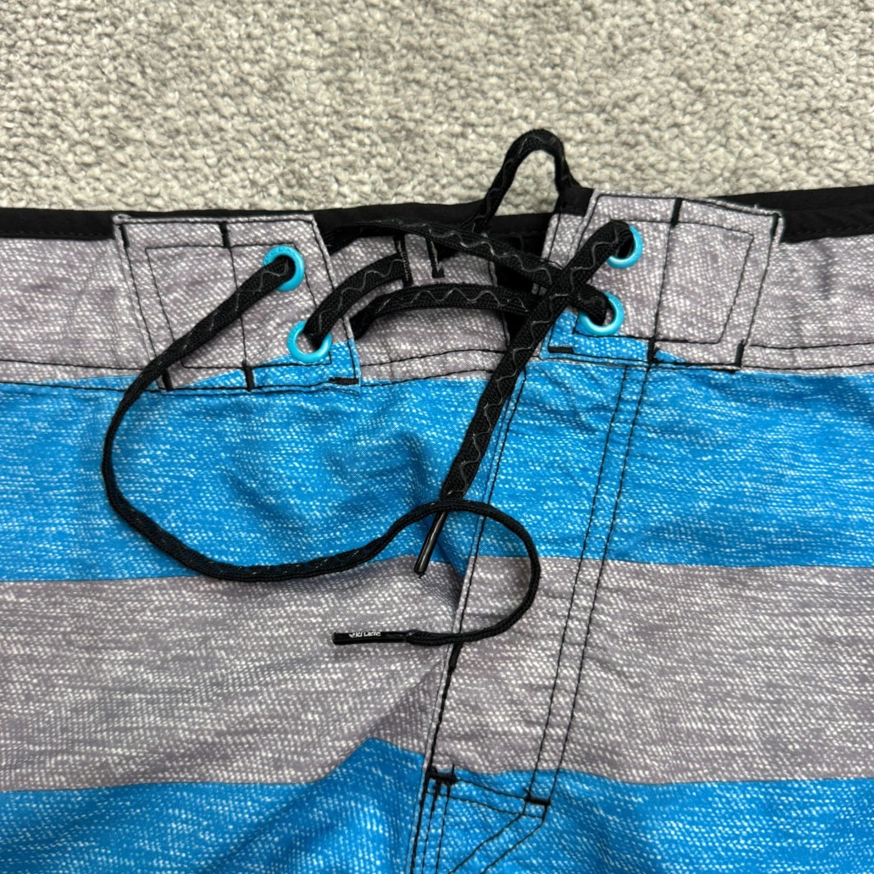 Rip Curl Rip Curl Mirage Swim Trunks Board Shorts Mens 32 Blue Gray Striped Beach Summer Size US 33 - 6 Thumbnail