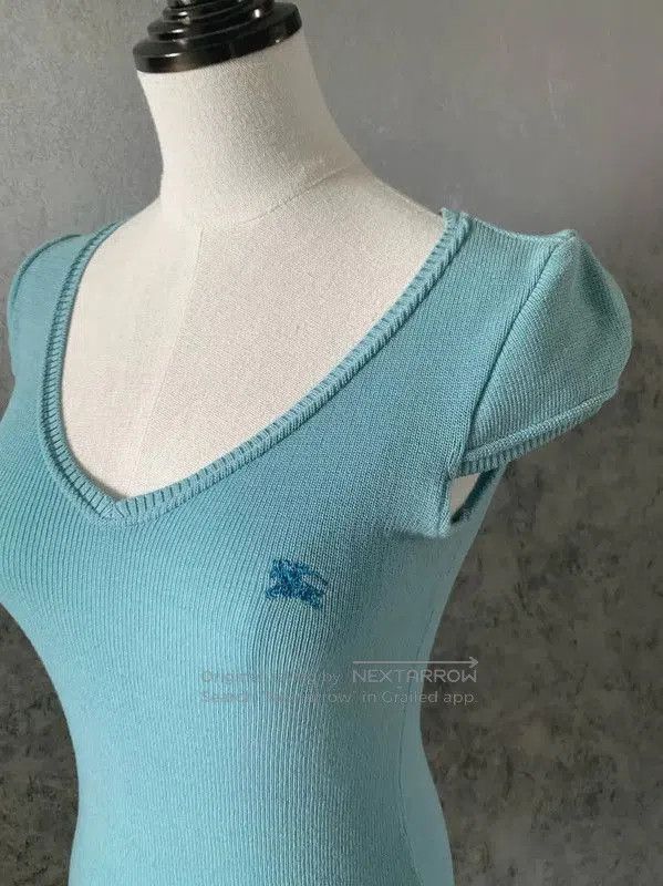Burberry Short Sleeve Blue Wool T-Shirt.