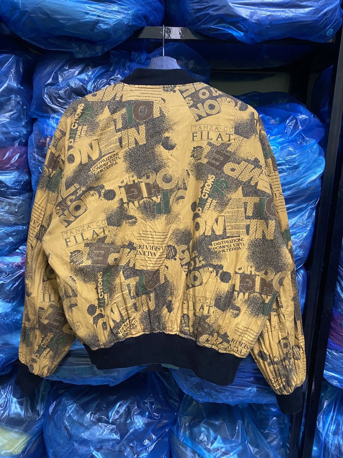 Japanese Brand Vintage Reversible Zodiac Bomber Graphic Yellow Newspaper Size US L / EU 52-54 / 3 - 6 Thumbnail