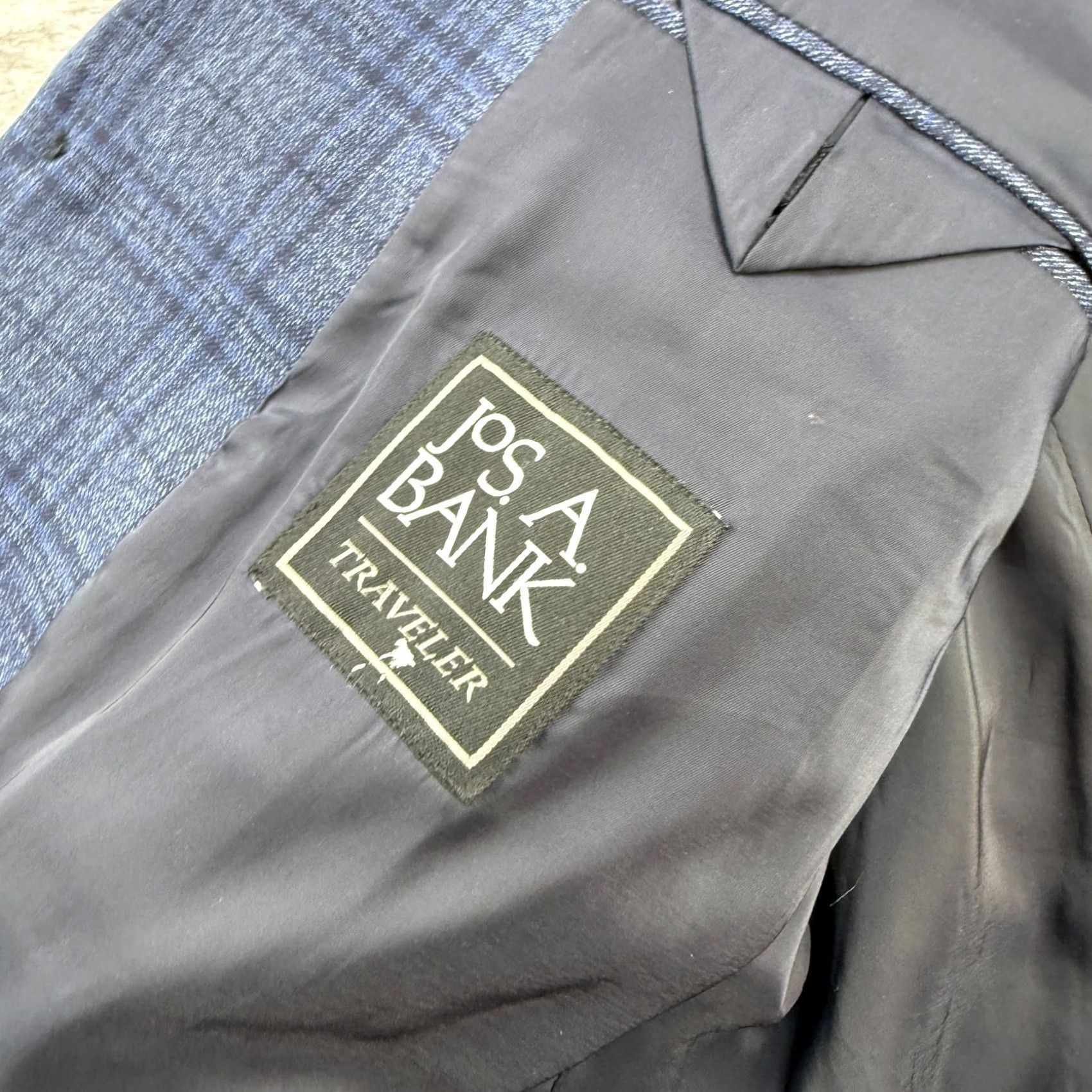 Jos. A. Bank Jos. A. Bank Blazer Jacket Mens 46R Blue Plaid Wool Single-Breasted Notch Lapel 2-Button Vintage: No Size 46R - 6 Thumbnail