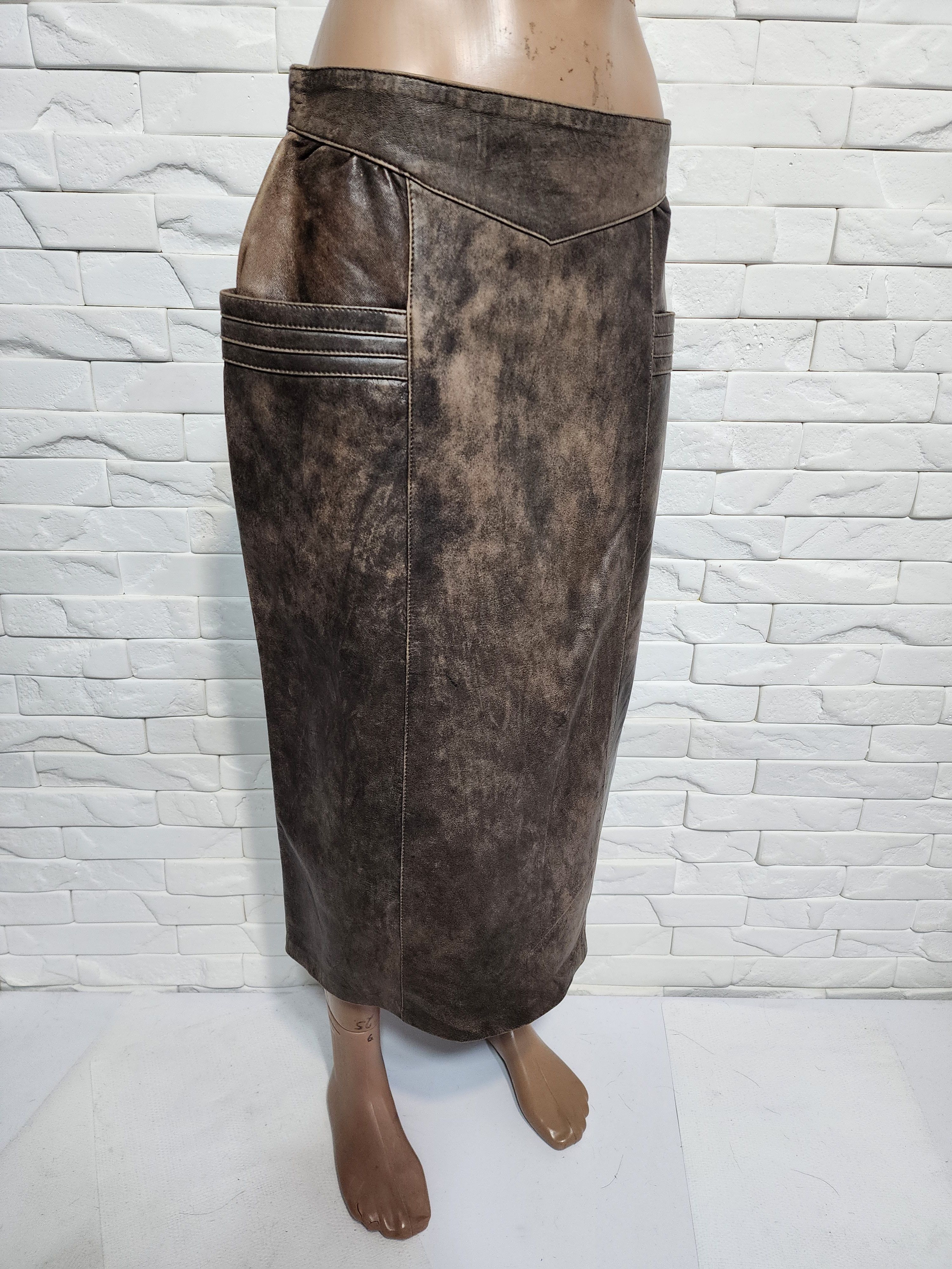 Other Brown Leather Skirt with Pockets Size 30" / US 8 / IT 44 - 3 Thumbnail