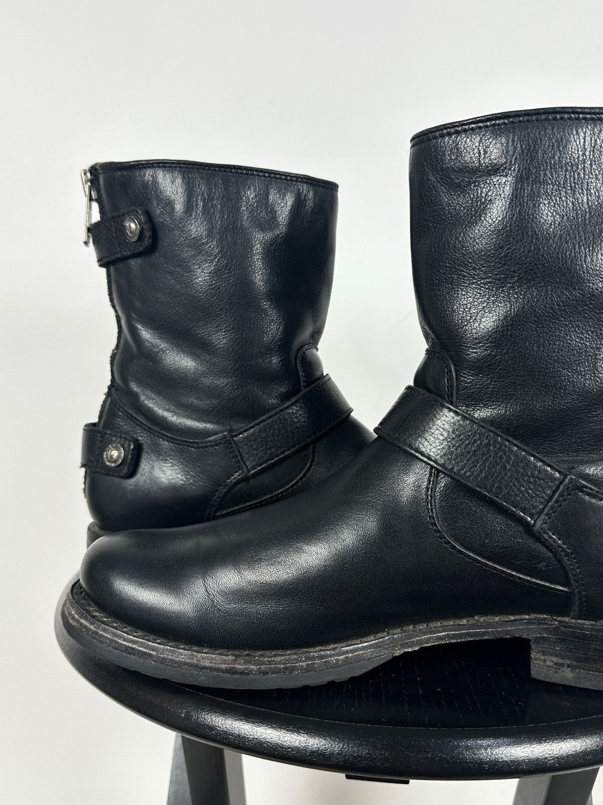 Frye Frye Veronica Black Leather Back Zip Buckle Harness Boots Size US 8.5 / IT 38.5 - 20 Thumbnail