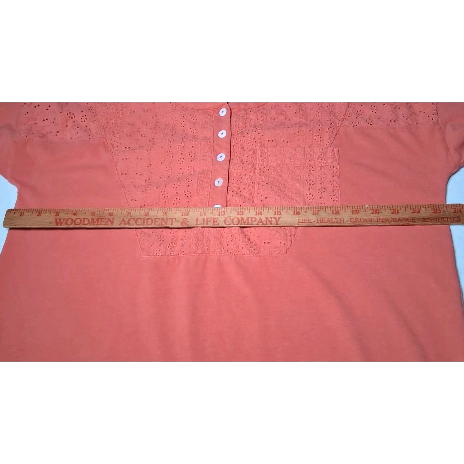 Soft Surroundings Soft Surroundings Henley Shirt Tunic L Coral Knit Eyelet Button Up Long Sleeve Casual Womens Size L / US 10 / IT 46 - 4 Thumbnail