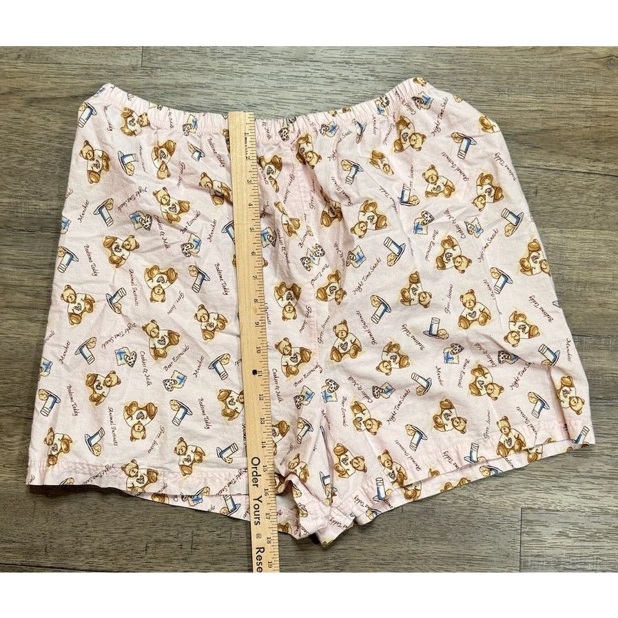 Other Pajama Shorts Light Pink Bear Print Cotton Elastic Waist Size 40" / US 18 - 3 Thumbnail