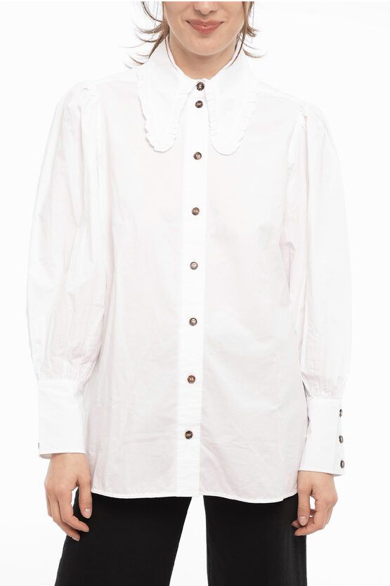 og1mm0624 Ballon Sleeve Cotton Shirt in White