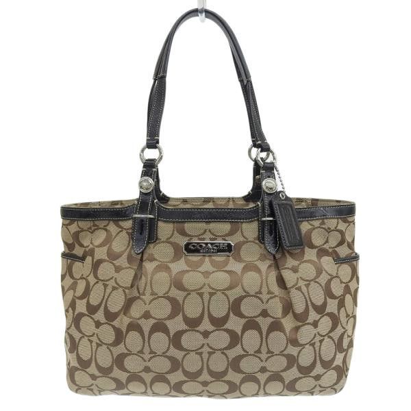 image of Coach Signature Gallery Style East West Tote in Brown, Women's