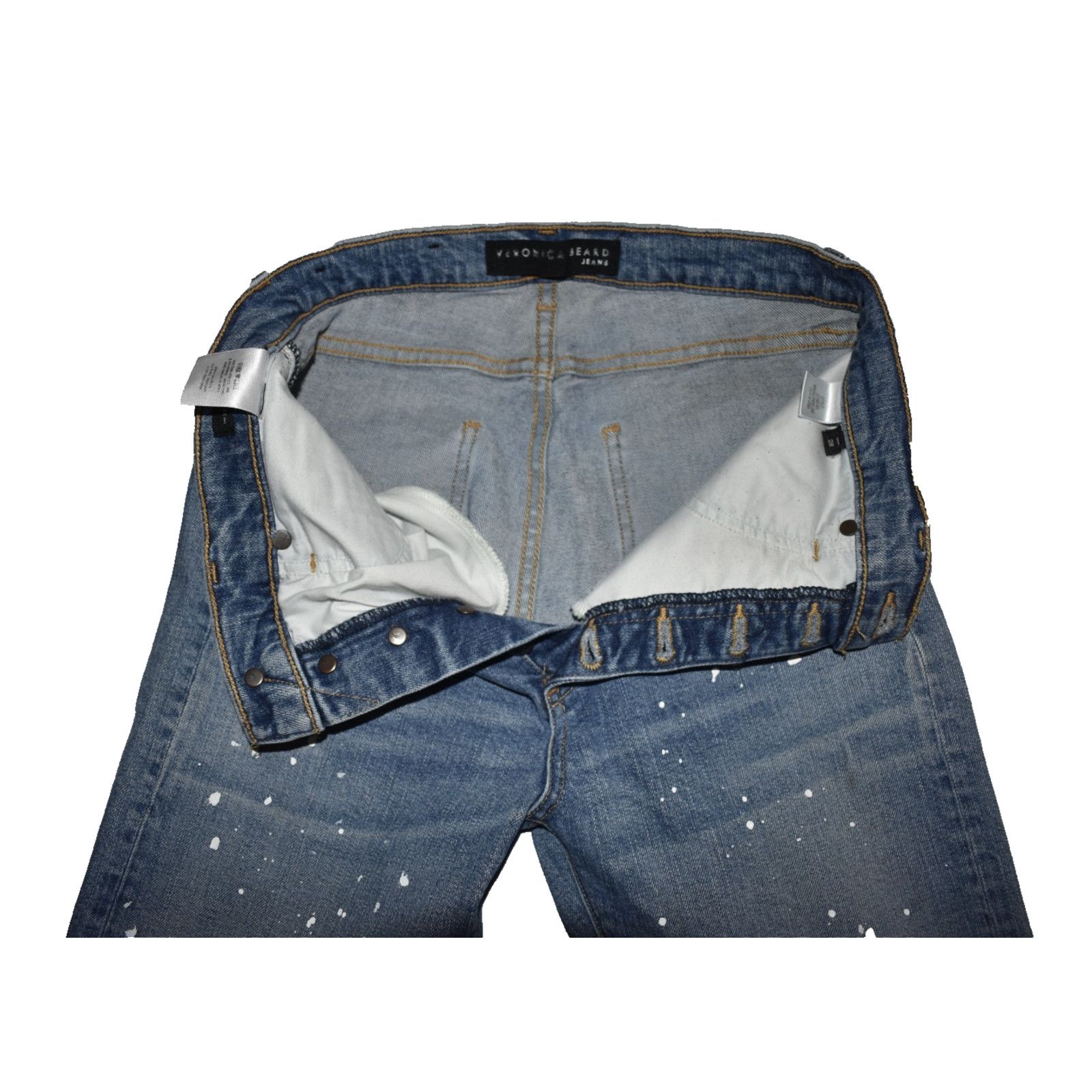 Veronica Beard A8 VERONICA BEARD Cropped Girlfriend Paint Splatter Jeans Size 28" / US 6 / IT 42 - 5 Thumbnail