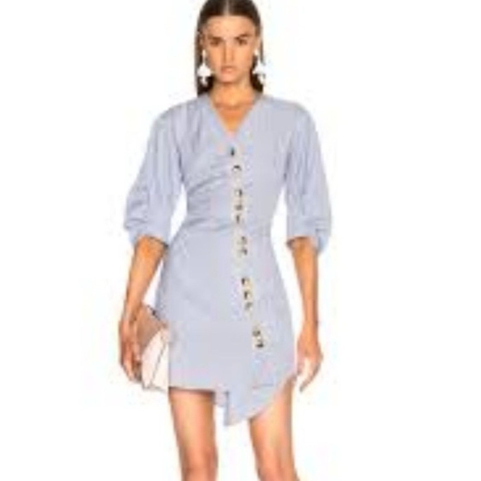 Tibi Revolve TIBI Jones Asymmetrical Shirt Dress Blue stripe 0 Size XS / US 0-2 / IT 36-38 - 7 Thumbnail