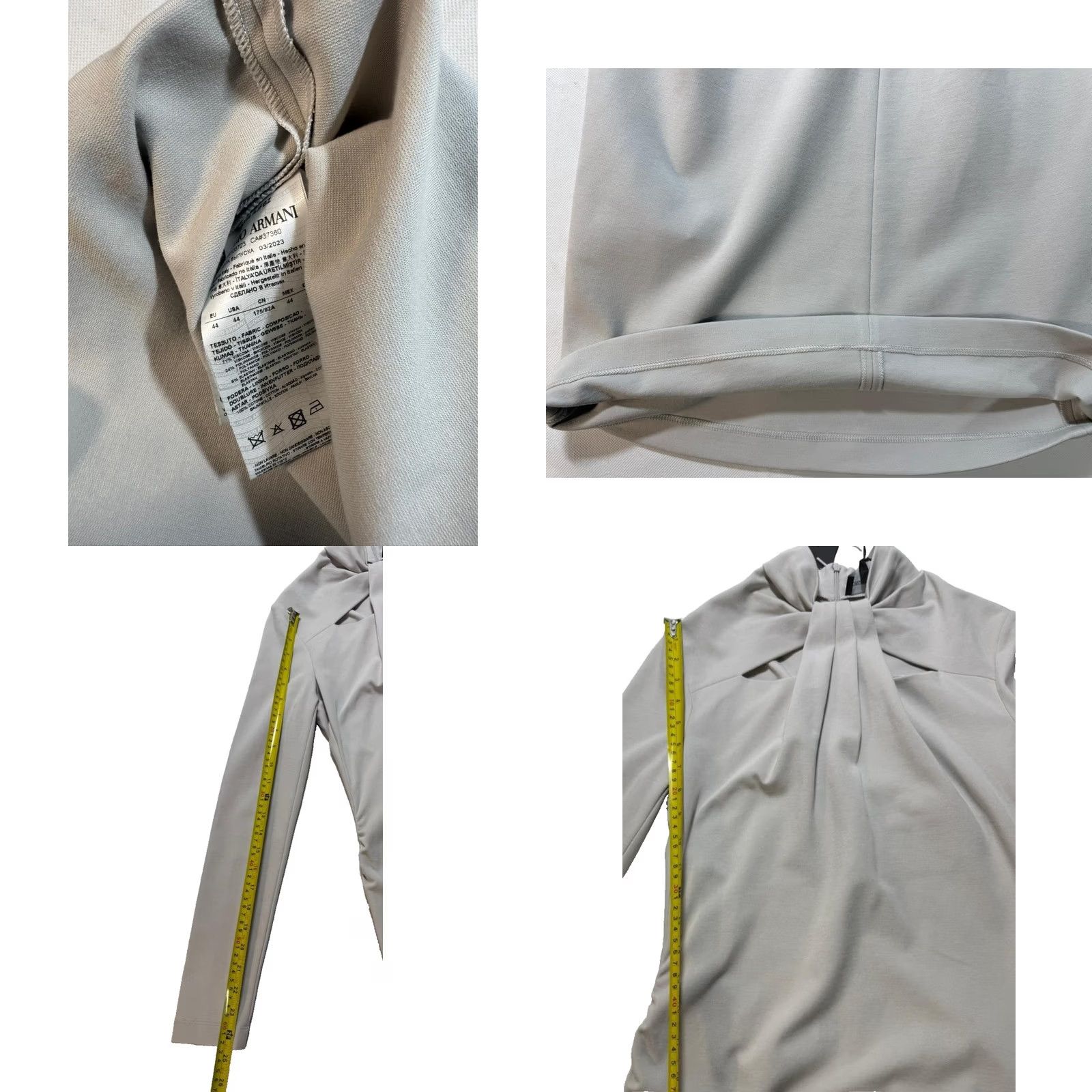 Giorgio Armani Giorgio Armani Bnwt High Neck Tie Detail Midi Dress Long Sleeve Ruched EU 44 Gray Jacquard Dress Size 44, Regular, Women Size M / US 6-8 / IT 42-44 - 9 Thumbnail