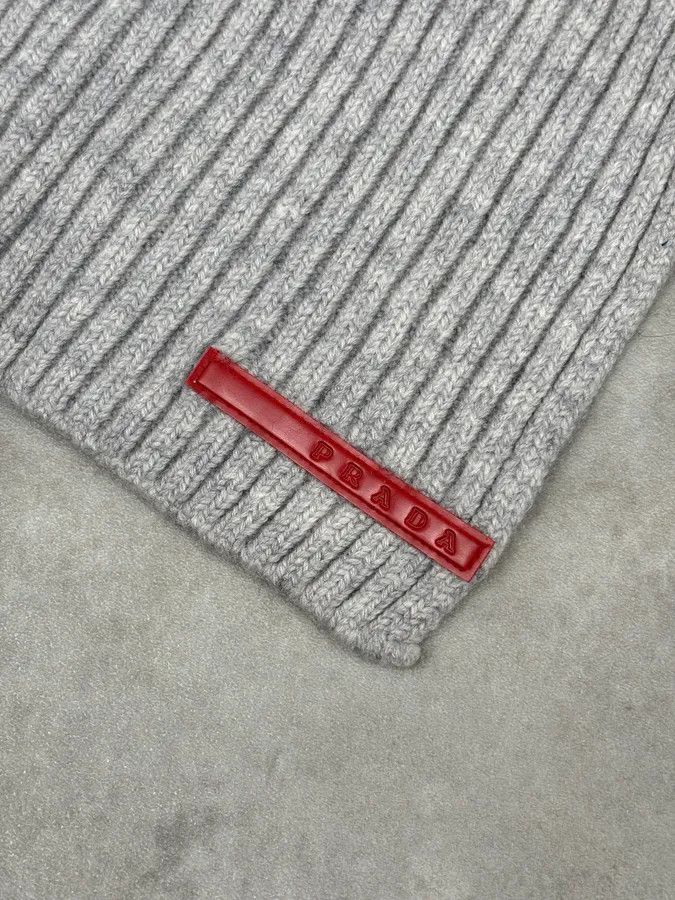Prada 2000s Prada Linea Rossa Grey Wool Minimalist Scarf Size ONE SIZE - 3 Thumbnail