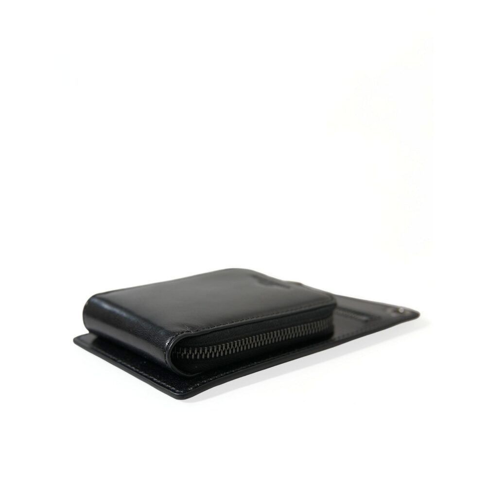 Dolce & Gabbana Dolce & Gabbana Black Calf Leather Zip Logo Shoulder Neck St Size ONE SIZE - 3 Thumbnail
