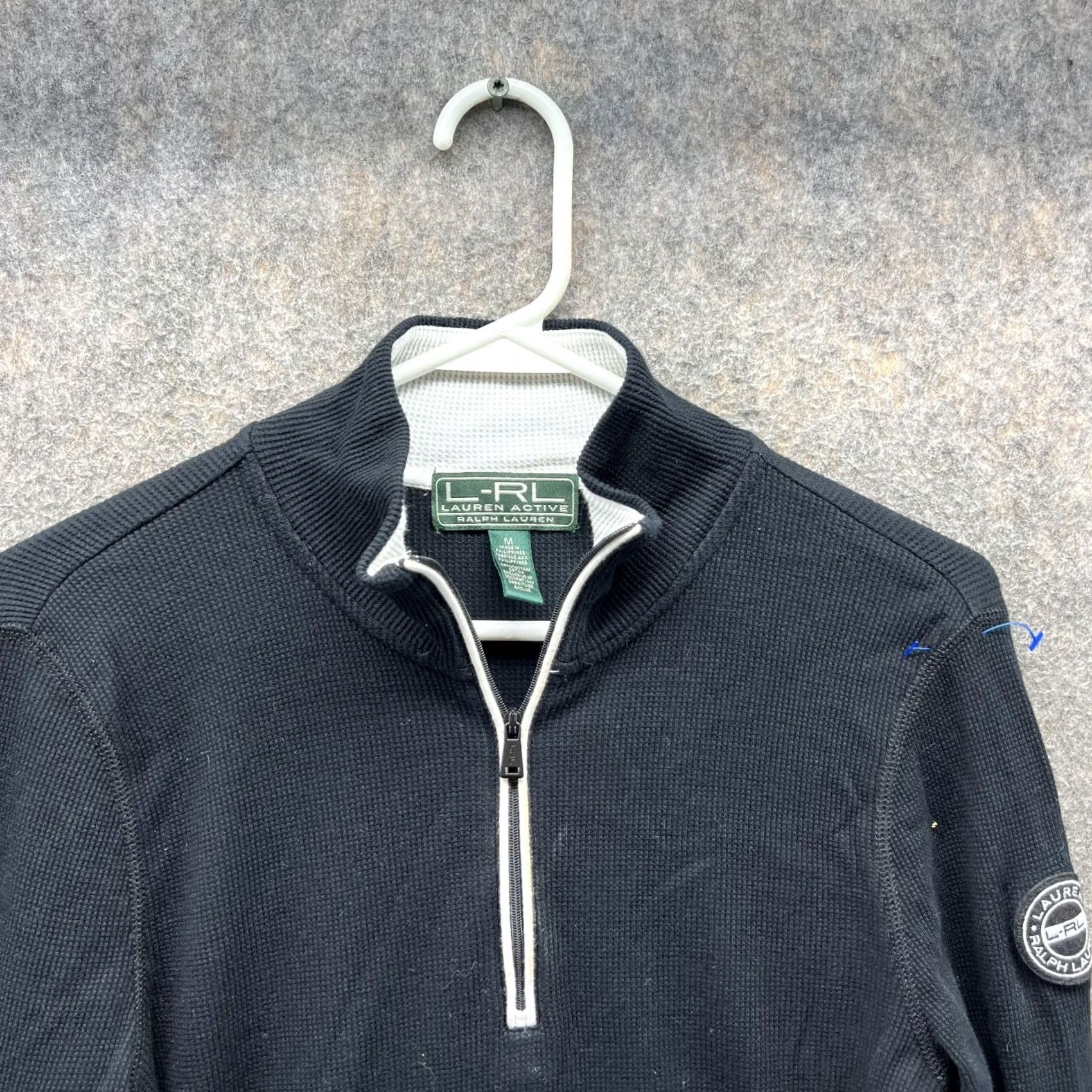Ralph Lauren VINTAGE Lauren Ralph Lauren Sweater Women Medium Black 1/4 Zip Mock Neck Embroidered Logo Pullover Size M / US 6-8 / IT 42-44 - 7 Thumbnail
