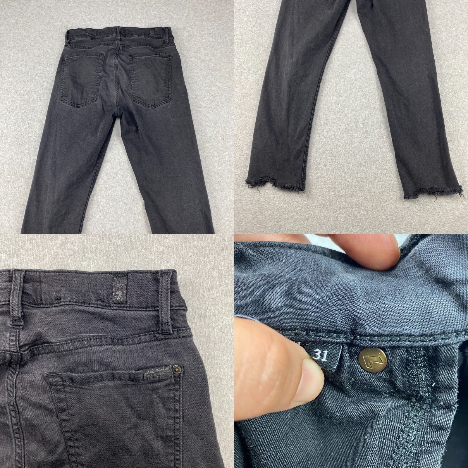 7 For All Mankind 7 For All Mankind Slimmy Jeans Mens 31 Black Luxe Sport Frayed Stretch Straight Jeans Size US 31 - 9 Thumbnail
