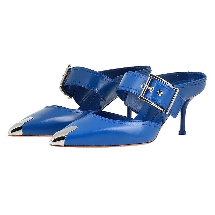 Alexander McQueen o1y0225 Mules in Blue Size US 6 / IT 36 - 2 Thumbnail