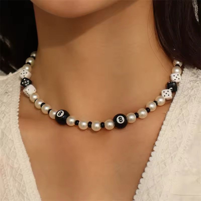 Jewelry Lucky Number Eight Dice Beads Choker Necklace Size ONE SIZE - 1 Thumbnail