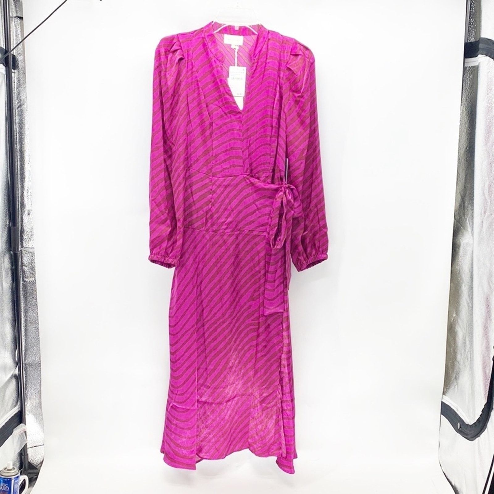 Other Melloday pink brown animal print faux wrap puff sleeve dress Size S / US 4 / IT 40 - 1 Thumbnail