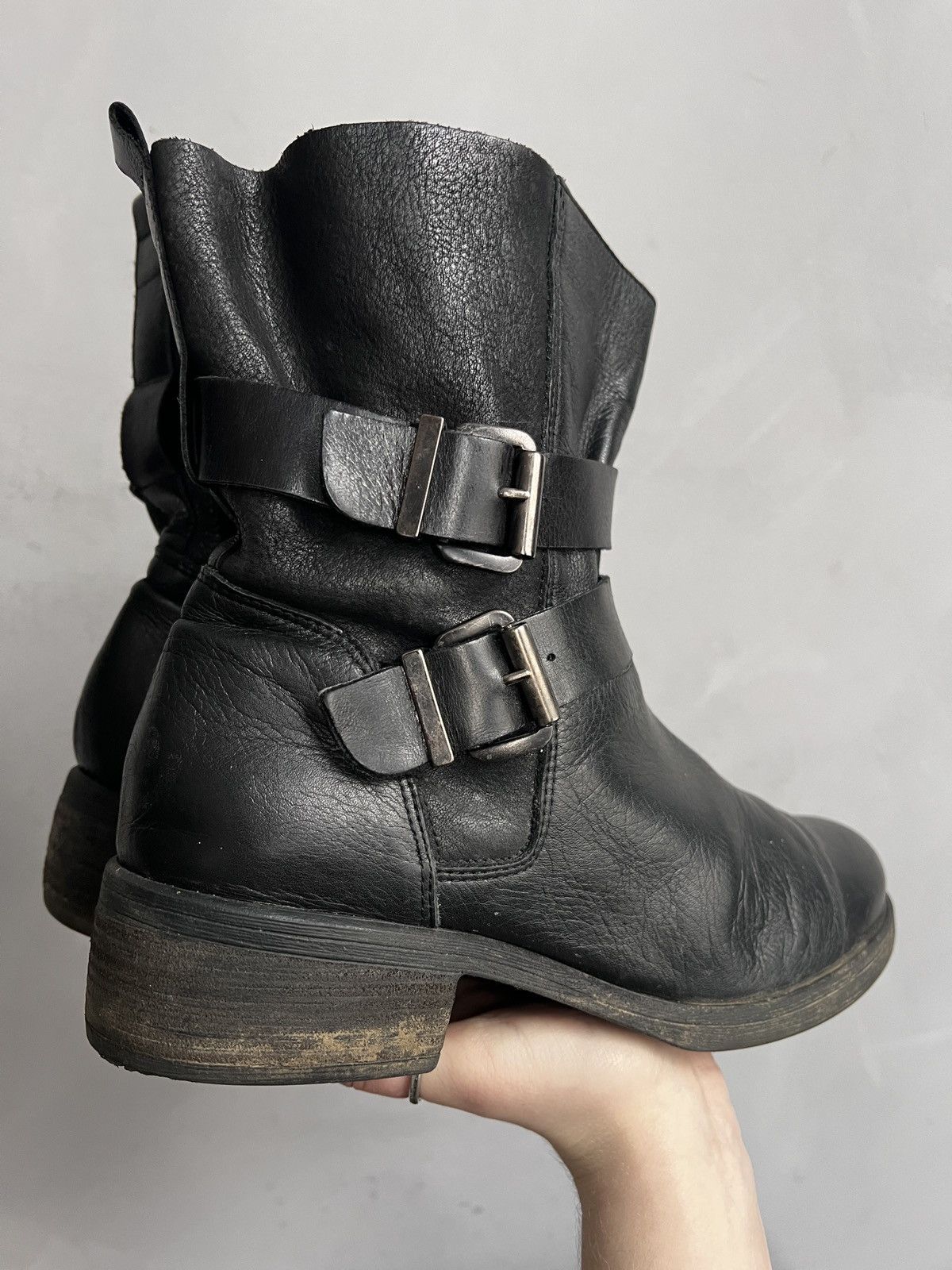 Hedi Slimane Undercover style leather belted avant garde boots hype Size US 7.5 / EU 40-41 - 4 Thumbnail