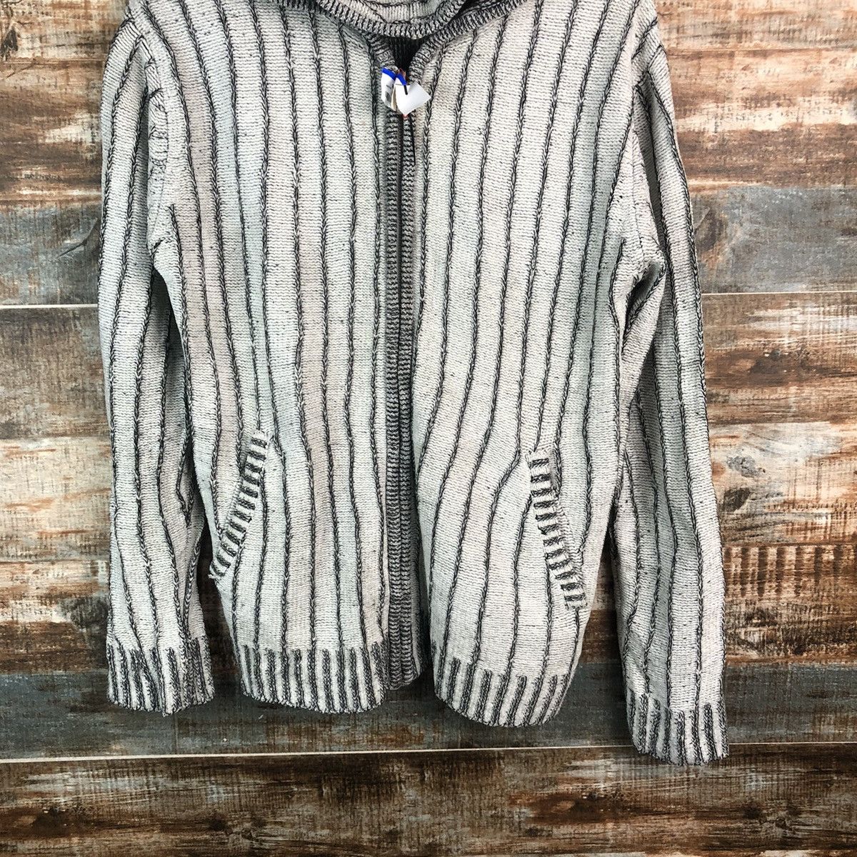 Homespun Knitwear DL Foravi White stripe sweater Hoodie Knitwear #C497 Size US M / EU 48-50 / 2 - 3 Thumbnail
